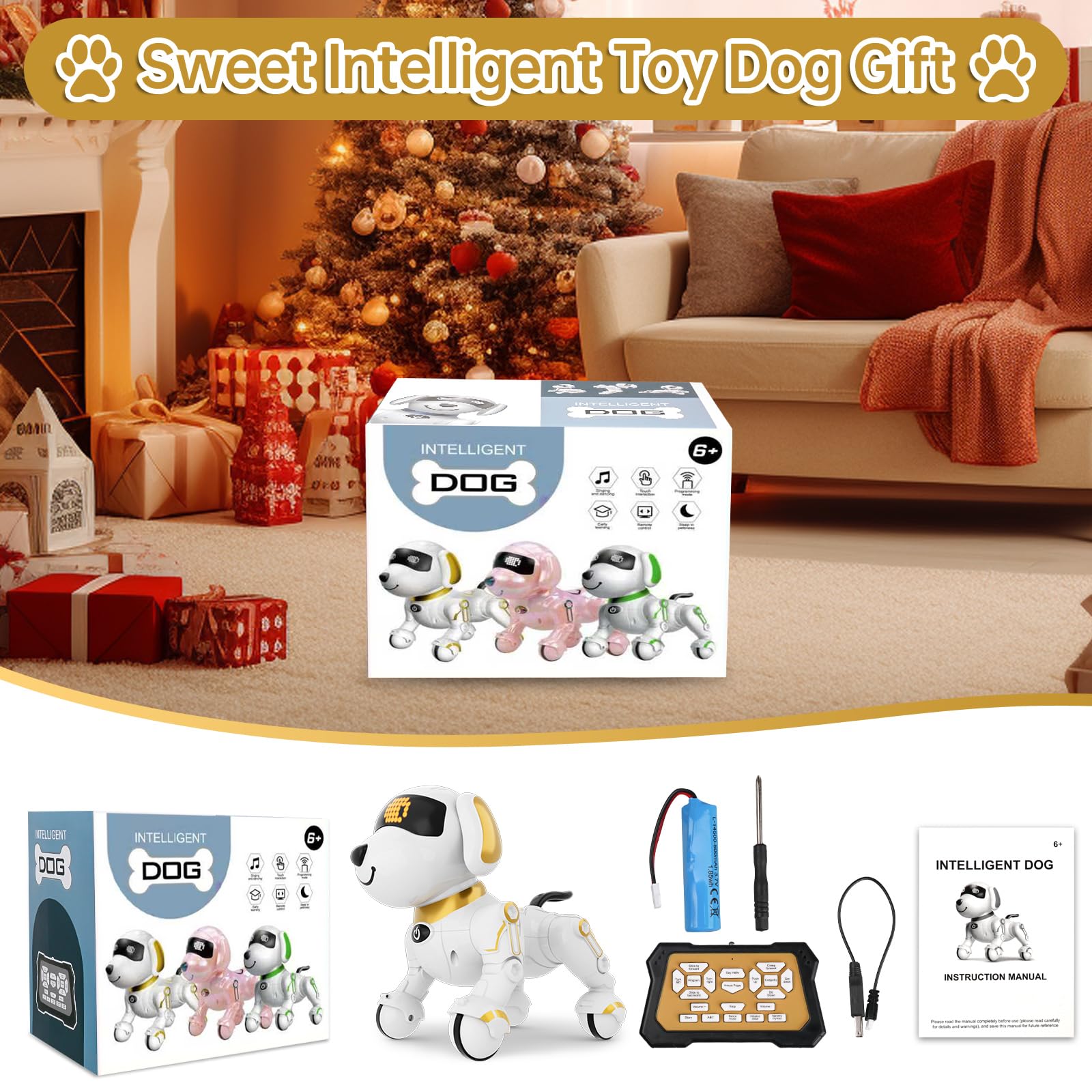 Dwi Dowellin Robot Dog for Kids 8-12,Remote Control Smart Robotic Dogs Pet Puppy Robotic Toy,Interactive Touch Walking Talking Toys for Boys Girls Christmas Birthday Gifts