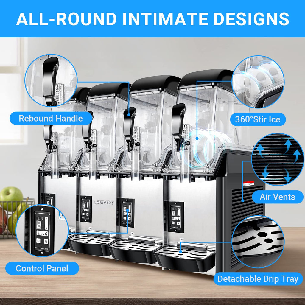 Slushy Machine,15L x2 Double Tanks Comercial Margarita &Slushie Machine,120+ Cups 1000W 110V Electric Large Daiquiri Machine with Self-cleaning Mode,for Home Party Restaurants Cafe Bars