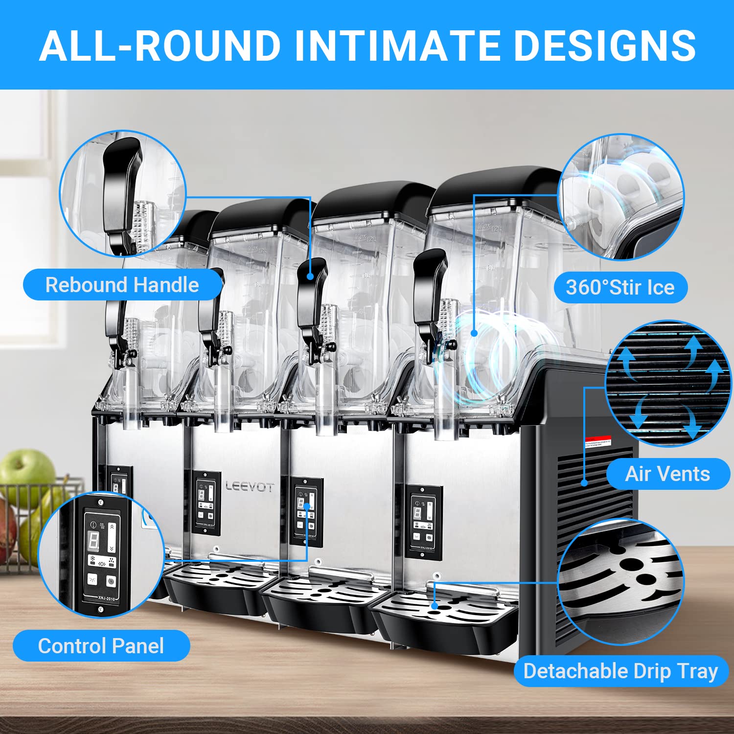 Slushy Machine,15L x2 Double Tanks Comercial Margarita &Slushie Machine,120+ Cups 1000W 110V Electric Large Daiquiri Machine with Self-cleaning Mode,for Home Party Restaurants Cafe Bars