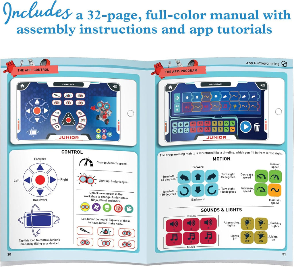 Thames & Kosmos Robotics Smart Machines Junior STEM Kit, Build & Code Your Robot’s Movements, Speed, Lights & Sounds, for Ages 8+, Use Screen-Free w/Built-in Buttons or via Block-Based Coding App