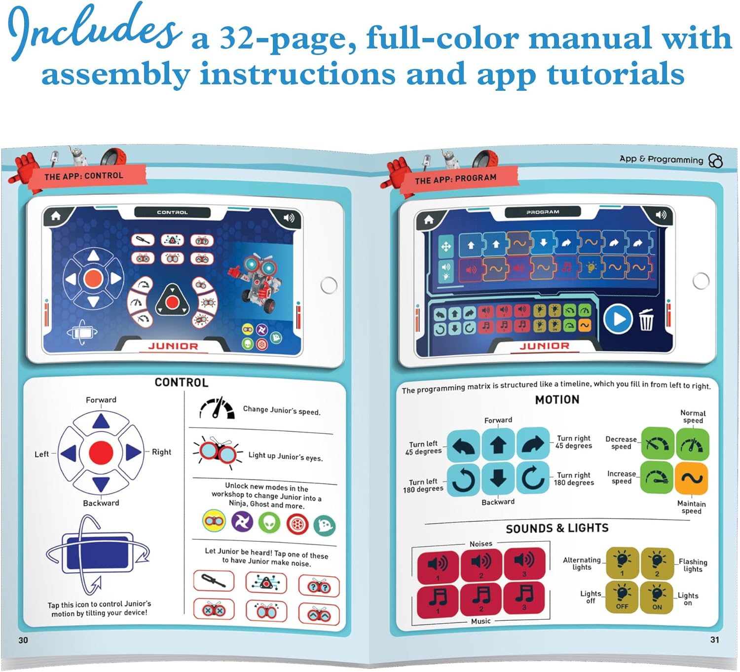 Thames & Kosmos Robotics Smart Machines Junior STEM Kit, Build & Code Your Robot’s Movements, Speed, Lights & Sounds, for Ages 8+, Use Screen-Free w/Built-in Buttons or via Block-Based Coding App