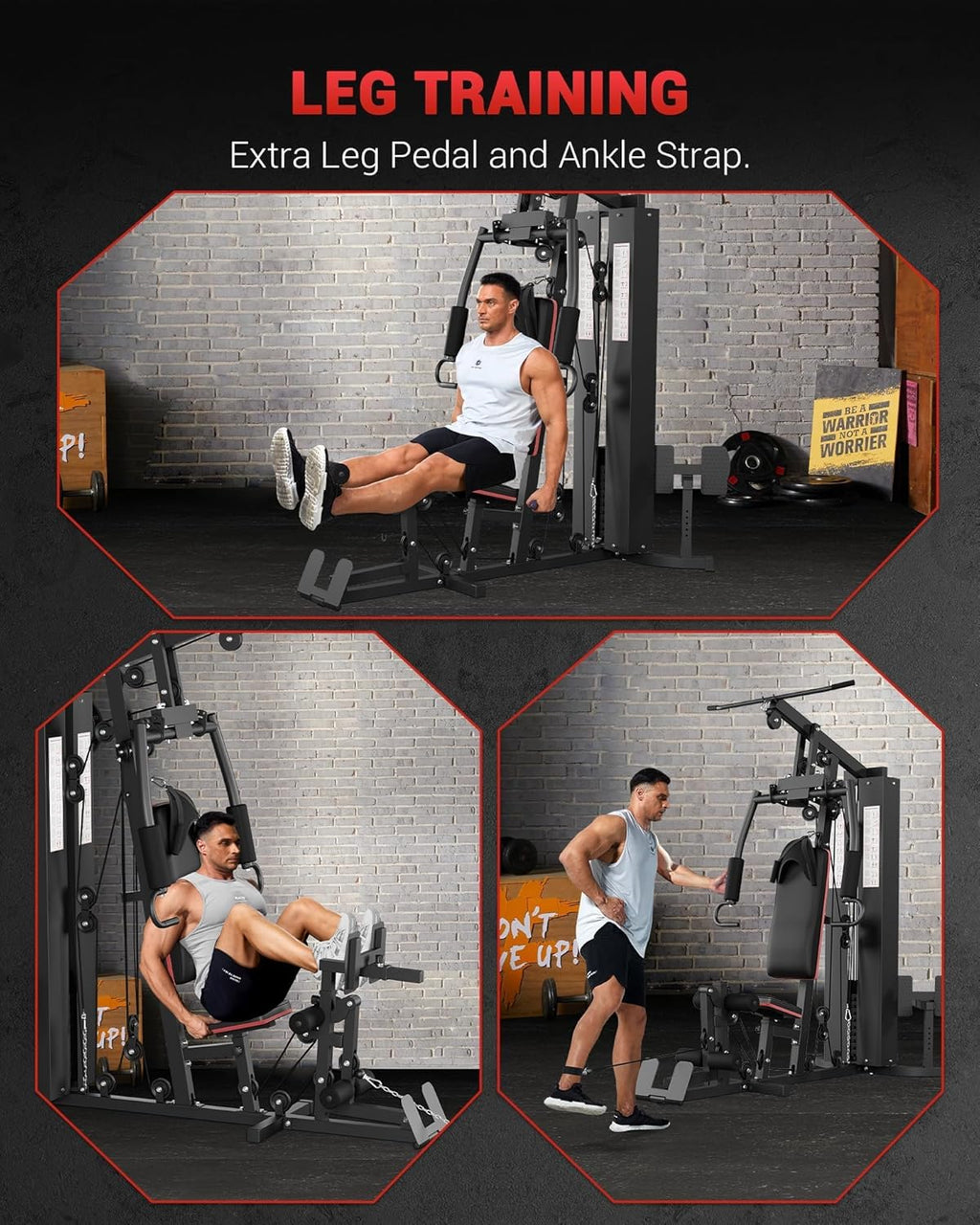 Multifunctional Home Gym Equipment, Workout Station with 150LBS Weight Stack, Home Gym Machine with Pulley System for Full Body Training