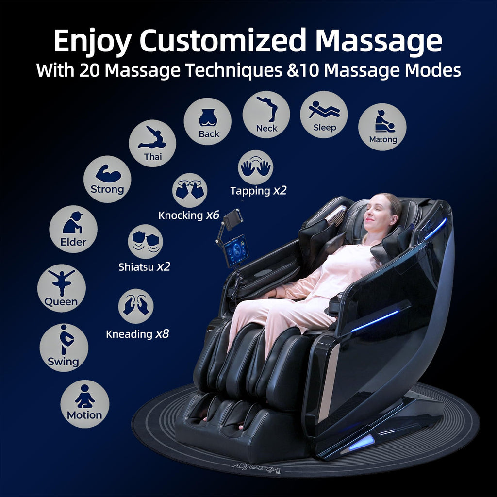4D Massage Chairs Full Body Recliner with Heat Zero Gravity 57'' SL Track Shiatsu Massage Chair for Home Office with AI Voice, 7" Touch Screen, Wireless Charging,Neck & Shoulder Relief