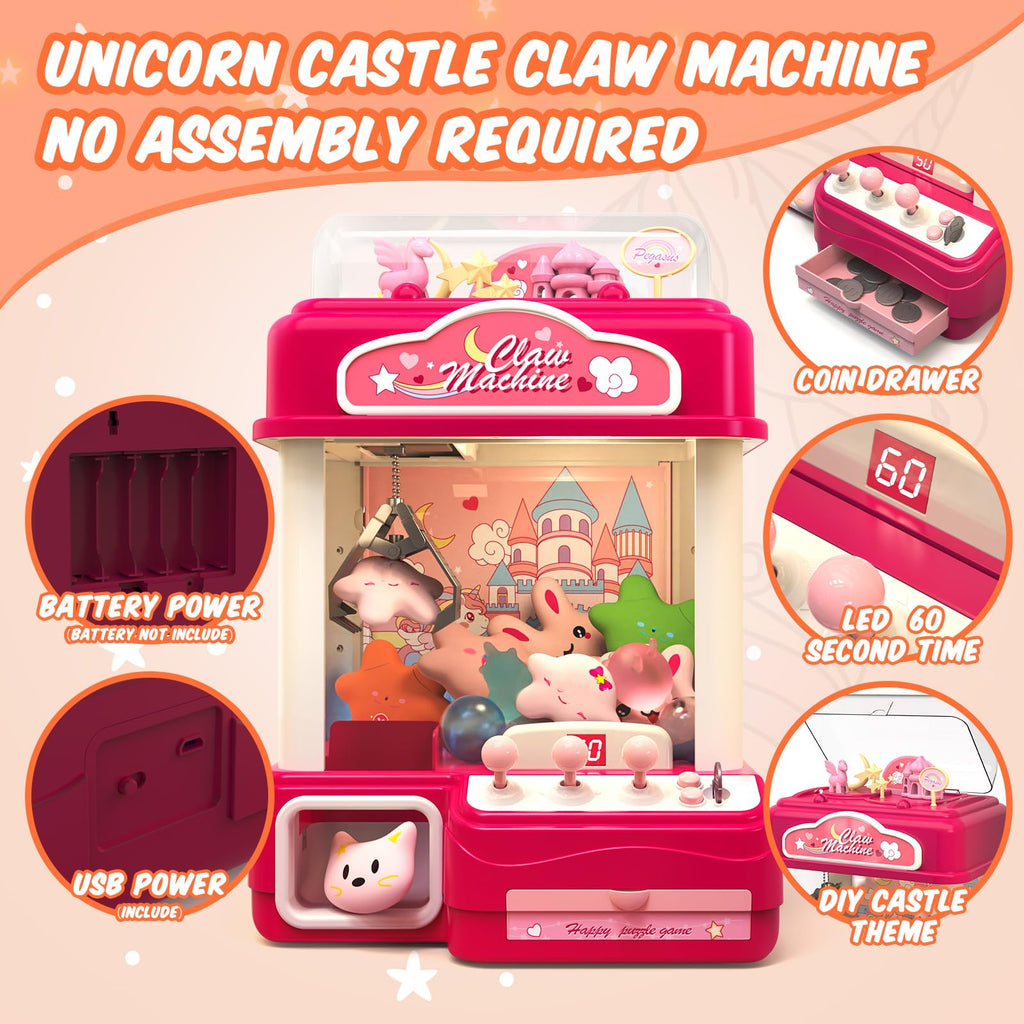 Skirfy 15” Claws Machines for Kids Adults with Sound Light, Vending Machine Candy Grabber Prize Dispenser Toys, Unicorns Claws Machines Electric Control,Birthday Girl Toys Gift