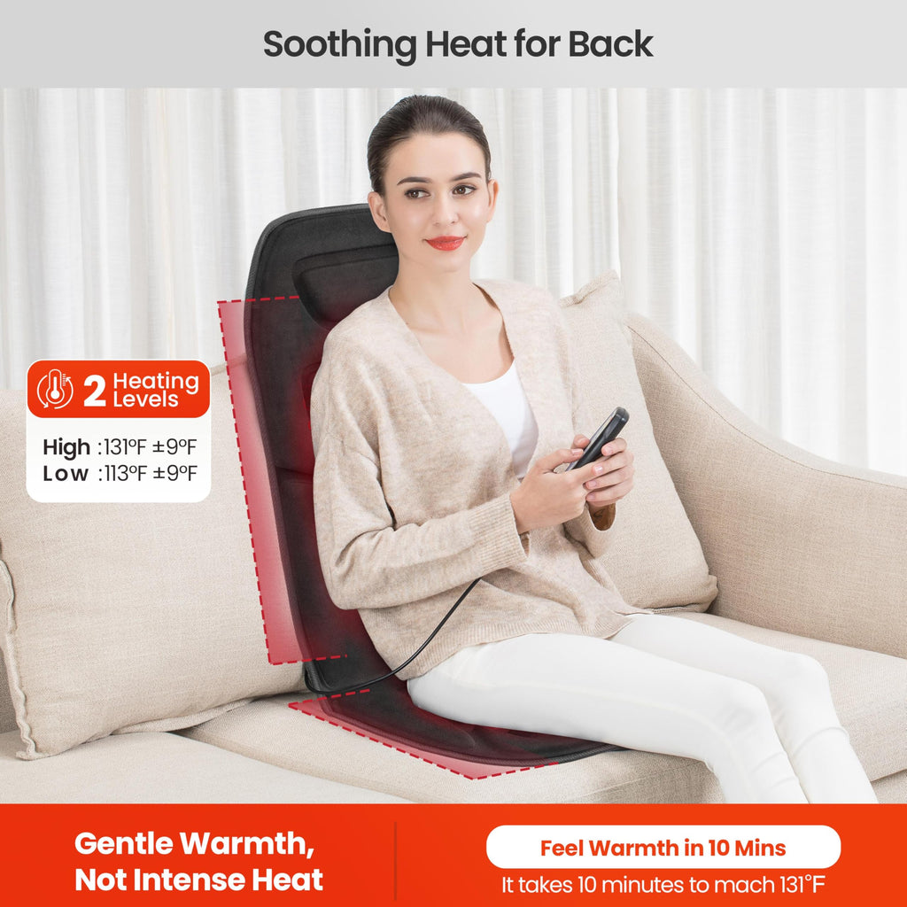 COMFIER Vibration Back Massager Seat Cushion with Heat,Father Day Dad Gifts for Men,10 Motors Massage Chair Pad,Chair Massager for Pain Relief at Office/Home, Father Day Gift