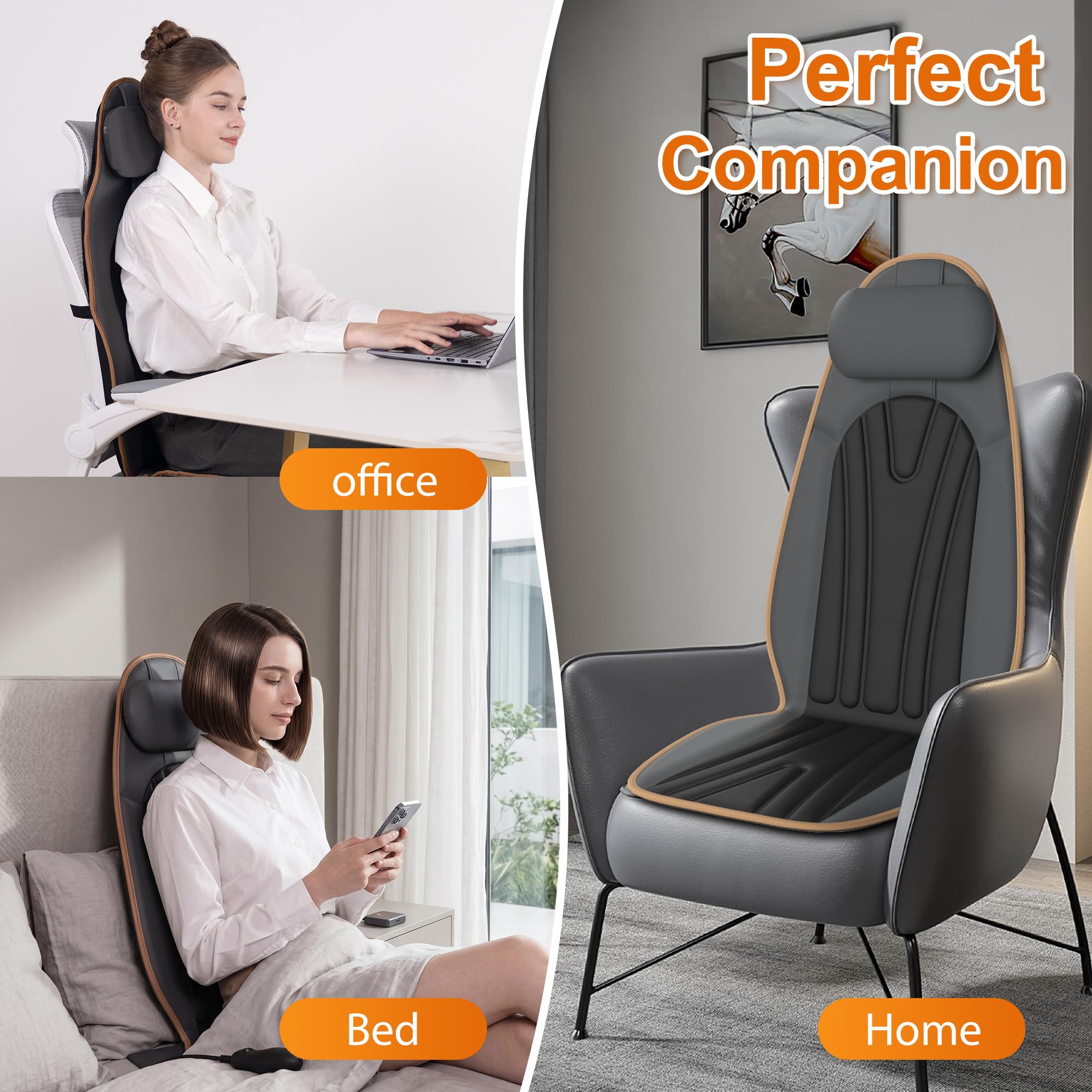 SLOTHMORE Back Massager for Chair, Massage Seat Cushion with Neck Support, Vibration Massage Pad for Full Body Massage for Office Chair, Home Use, Father Day Gifts
