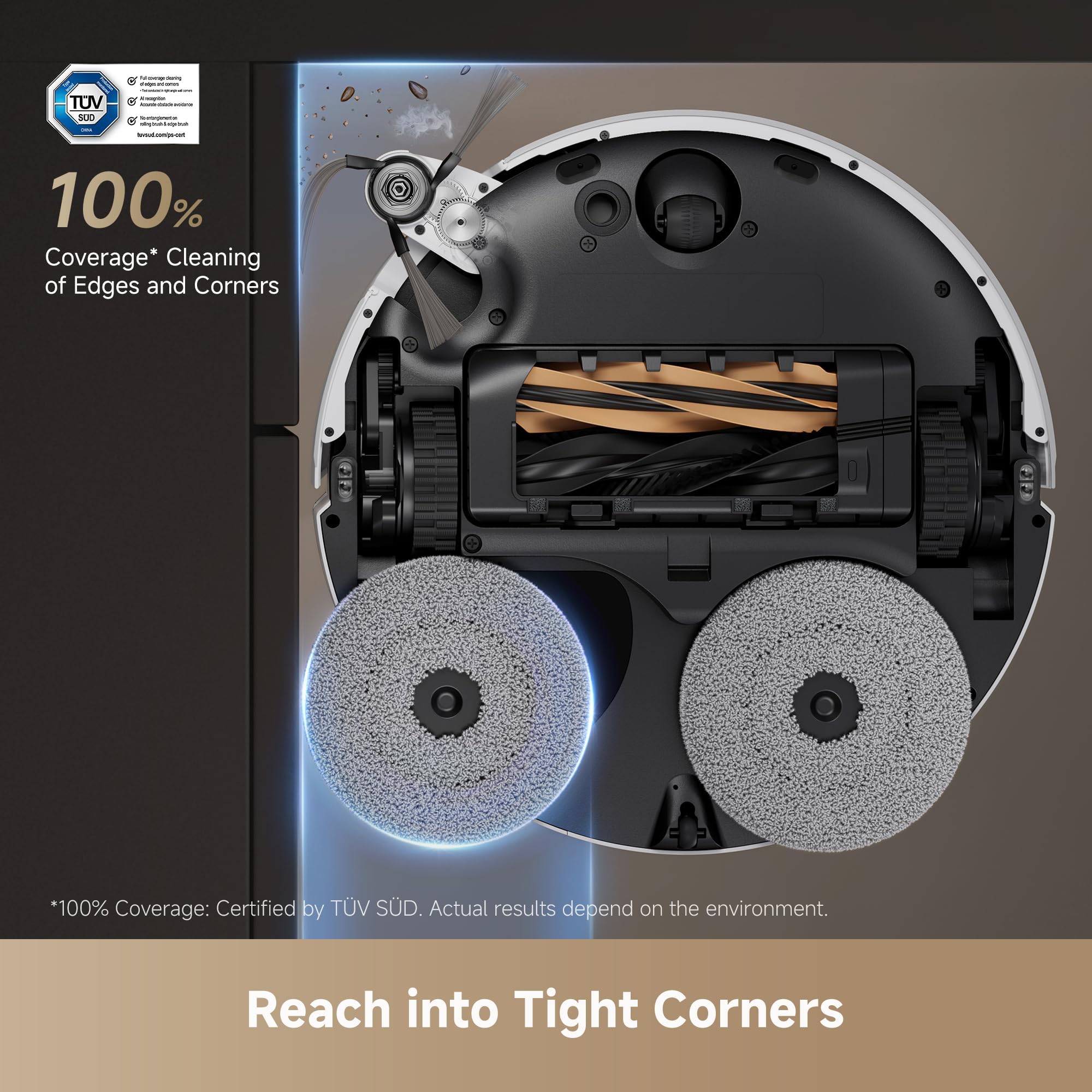 DREAME Aqua10 Roller AE Robot Vacuum, Roller Mop Fresh Water Mopping, Carpet-Safe Roller Guard, Auto-Empty, 30,000Pa Suction, 212℉ Hot Water Mop Washing, Hot Air Drying, 100% Detangling, Voice Control