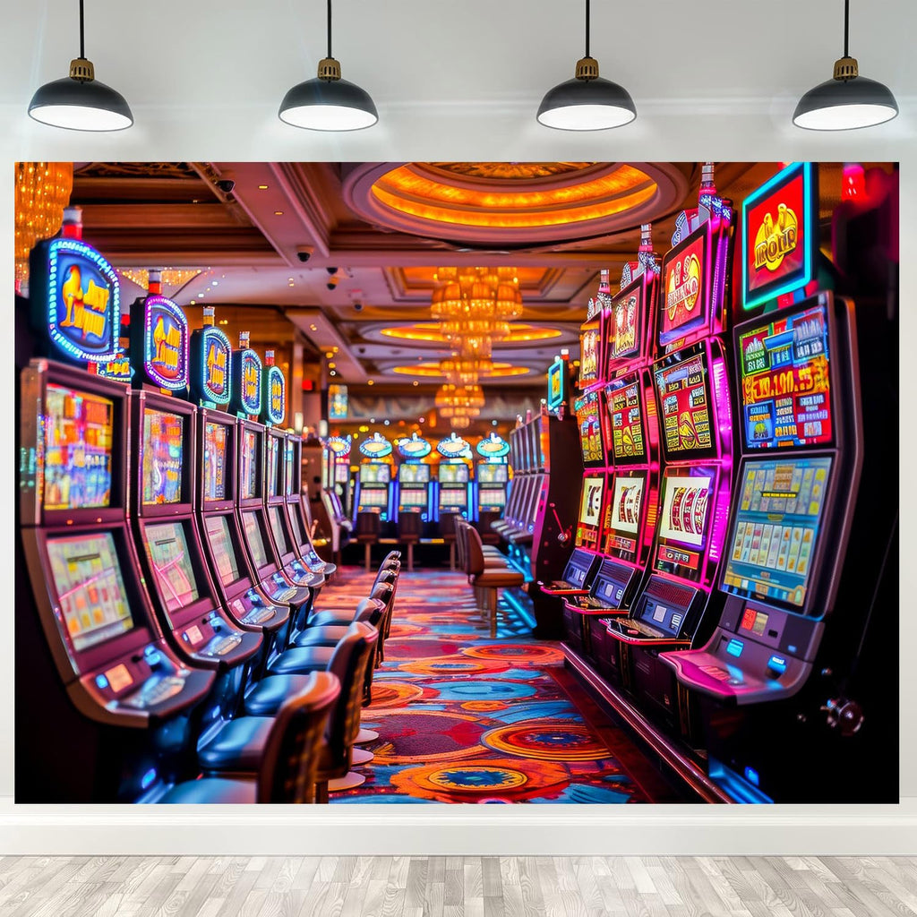 Game Room Backdrop 7x5ft Amusement Arcade Gaming Fruit Slot Machine Background for Photography Casino Las Vegas Theme Birthday Party Decor Banner Adult Photo Portrait Shoot Booth Props