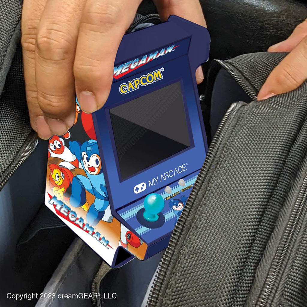 MY ARCADE Mega-Man Pico Player: 3.7" Portable Tiny Arcade Video Game with 6 Retro Games, 2" Screen Color Display, Small
