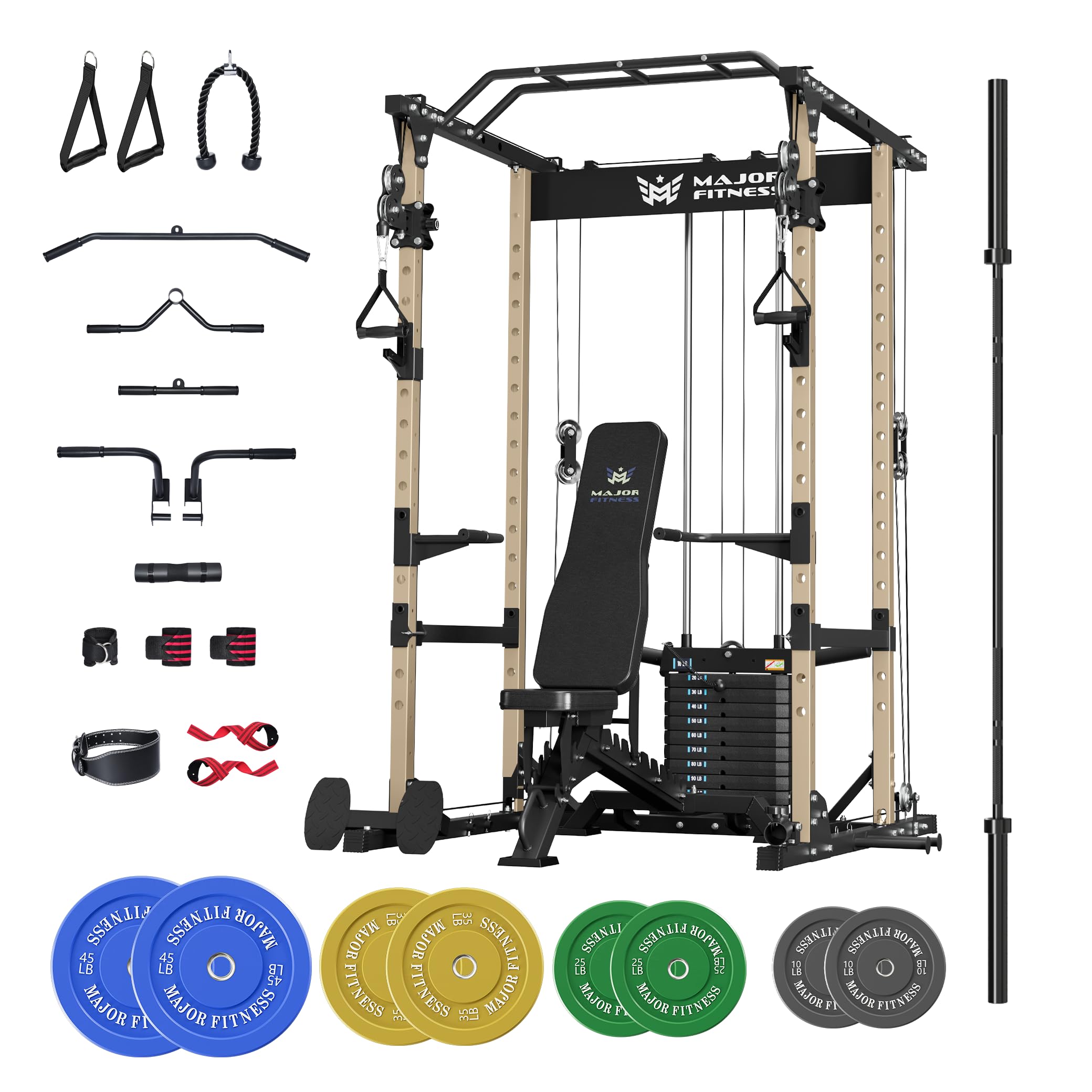 MAJOR FITNESS Drone1 Power Cage - Multi-Function Power Rack for Home Gym, Squat Rack, Cable Crossover System, for Strength Training