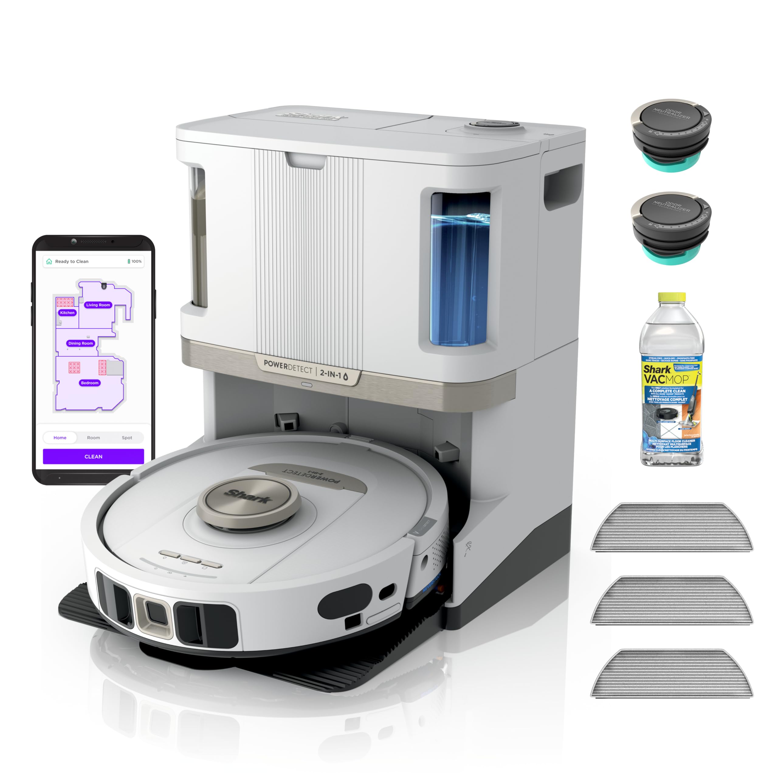 Shark Matrix Clean | Robot Vacuum Cleaner with Powerful Suction for Pet Hair, Rugs, Carpets & Hard Floors | Self-Empty Base | 60-Day Capacity | Voice Control | LiDAR Navigation | Cool Grey | AV2511AE