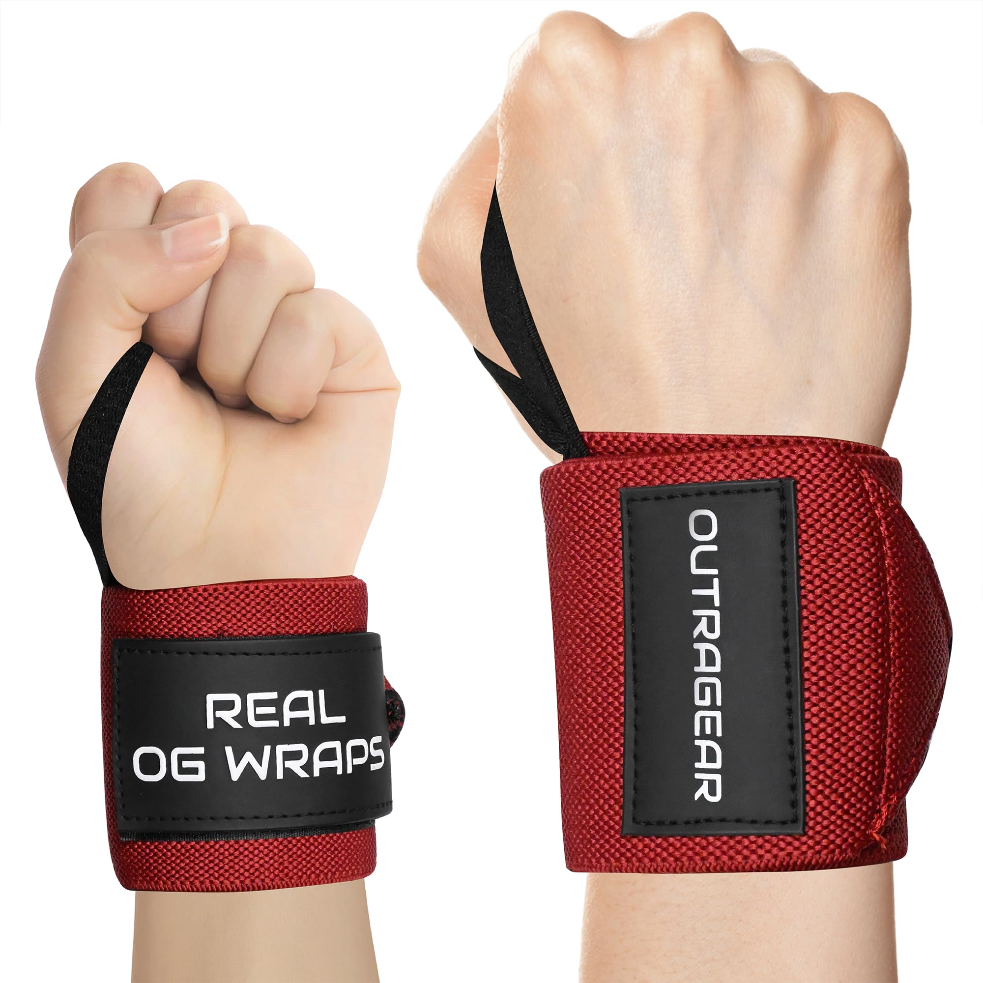 18" OG-Grade Wrist Wraps for Weightlifting – Heavy Duty Wrist Support with Thumb Loop & Lockdown Strap – Wrist Straps for Powerlifting, Bench Press & Gym Training