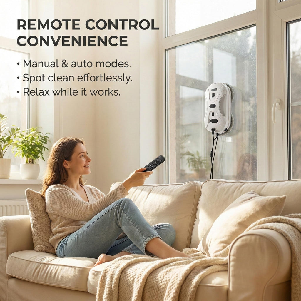 Automatic Window Cleaning Robot, Window Cleaner Robot Auto Dual Spray, 2026 Model Robot Limpia Vidrios AI Path Planning, 3000Pa Suction, Remote Control, Edge Detection for Streak-Free Glass - SS1
