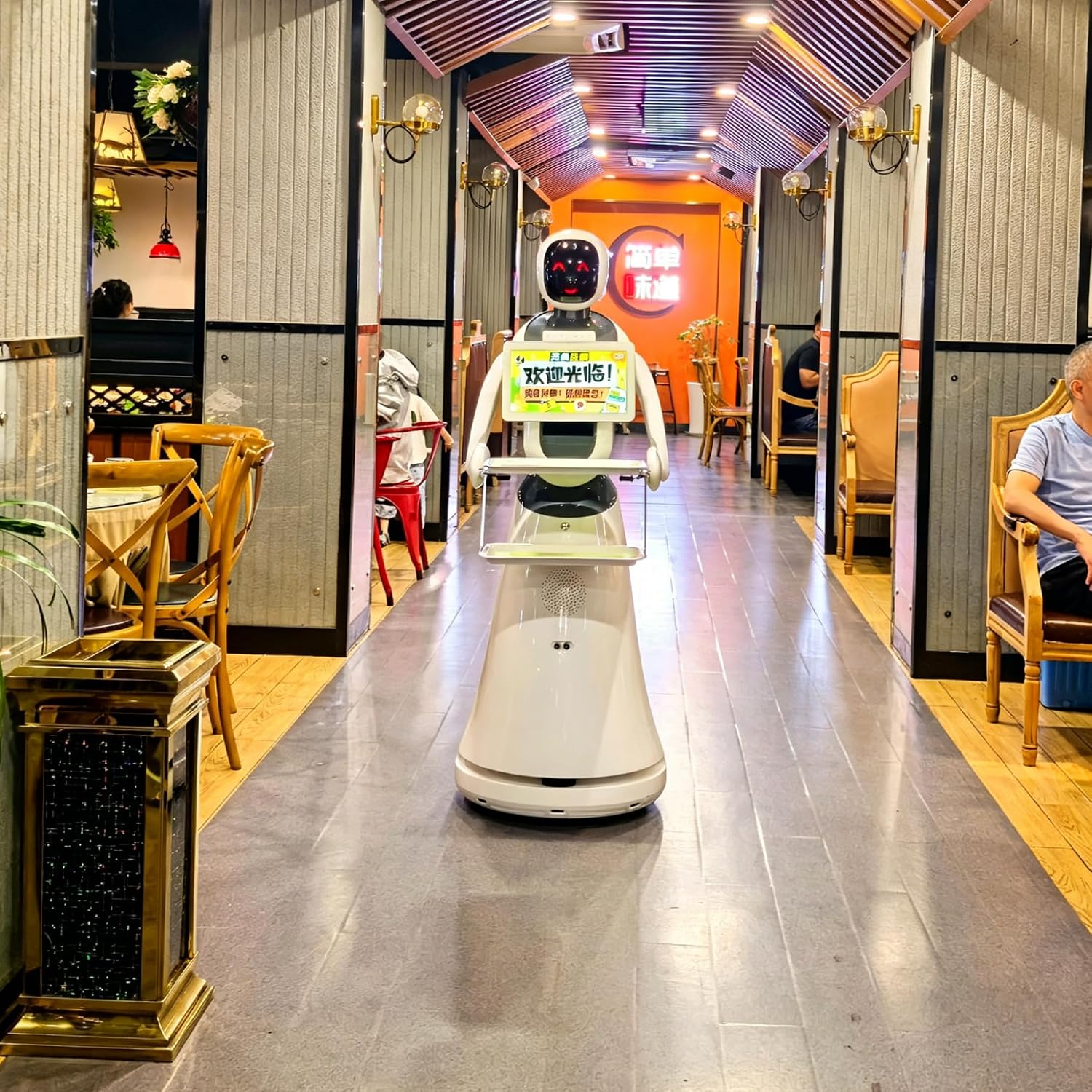 Restaurant Automation Robot Waiter with Smart Navigation and Delivery System, Commercial Food Delivery Robot AI Interaction, Autonomous Obstacle Avoidance