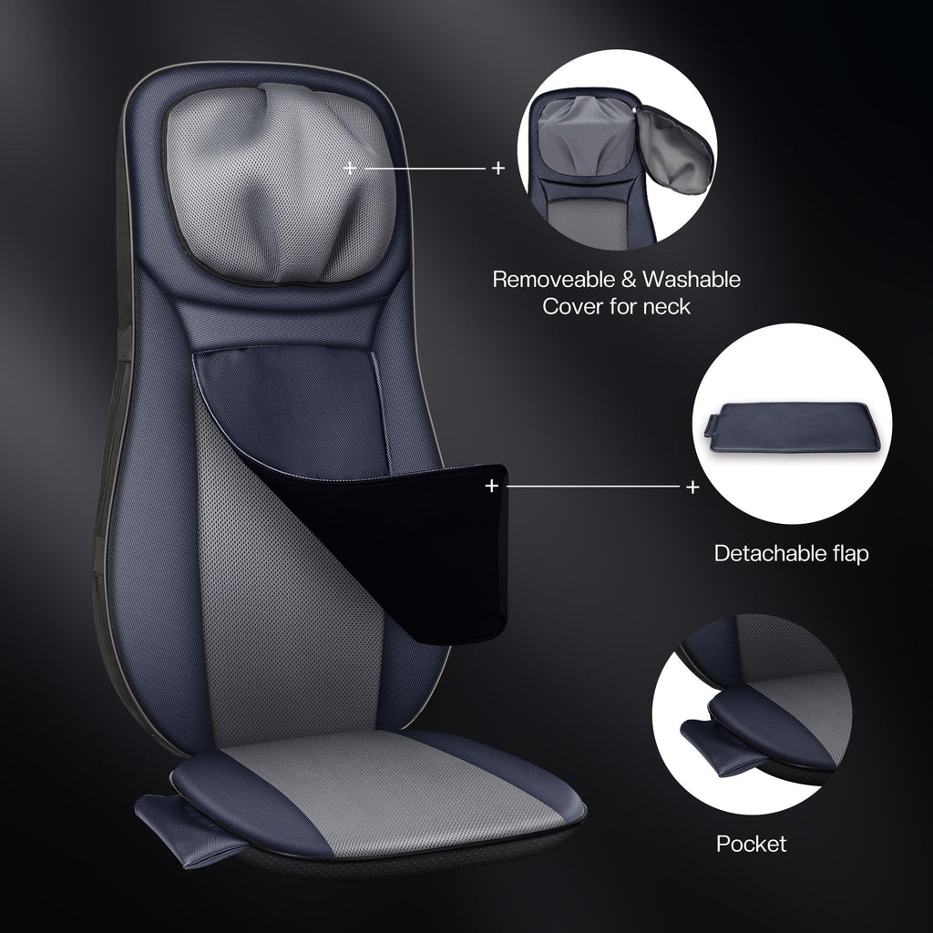 Snailax shiatsu Neck & Back Massager with Heat, Full Back Kneading Shiatsu or Rolling Massage, Massage Chair pad with Height Adjustment, Back Massager for Neck and Shoulder