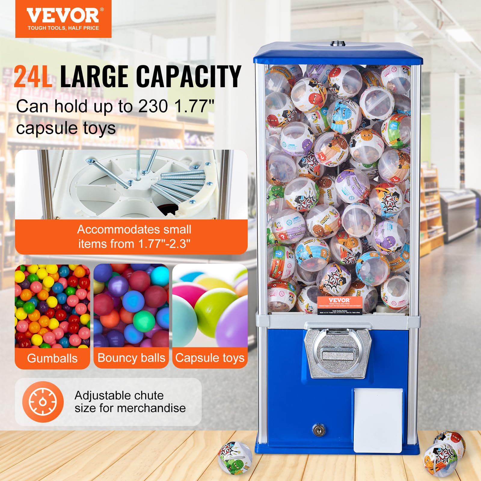 VEVOR Vending Machine, Classic Gumball Bank, Huge Load Capacity Candy Gumball Machine, Mini Vending Machines, Gumball Dispenser Machine for Kids, Perfect for