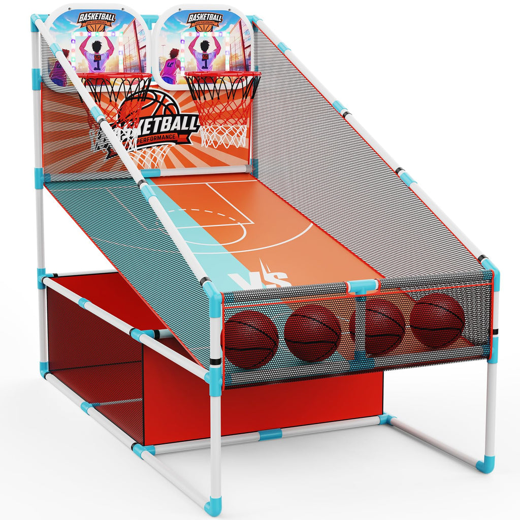 2-Player Arcade Basketball Game Set,Upgraded Indoor Hoop with LED Light Electronic Scoreboard 4 Balls,Carnival Games Sports Toys Kids 3-10 for Home Party Backyard Outdoor Boys Girls Toddlers Gifts