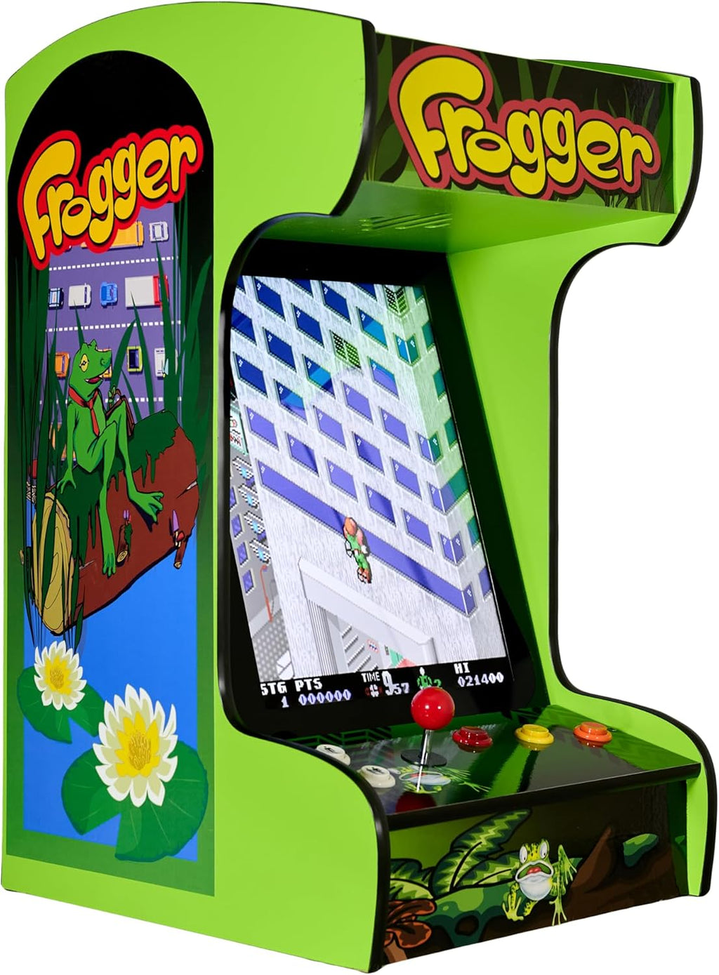 Doc and Pies Arcade Factory Classic Home Arcade Machine - Tabletop and Bartop - 412 Retro Games - Full Size LCD Screen, Buttons and Joystick (Green)