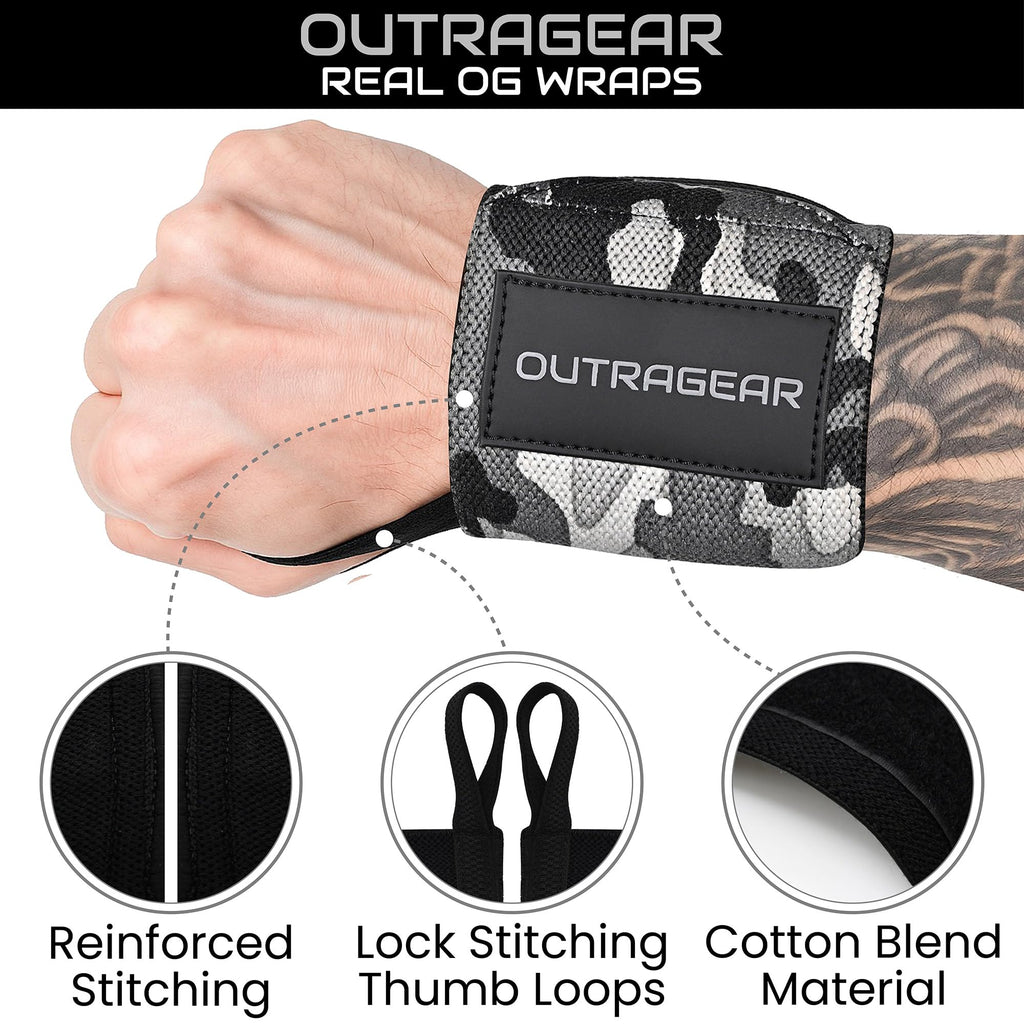 18" OG-Grade Wrist Wraps for Weightlifting – Heavy Duty Wrist Support with Thumb Loop & Lockdown Strap – Wrist Straps for Powerlifting, Bench Press & Gym Training