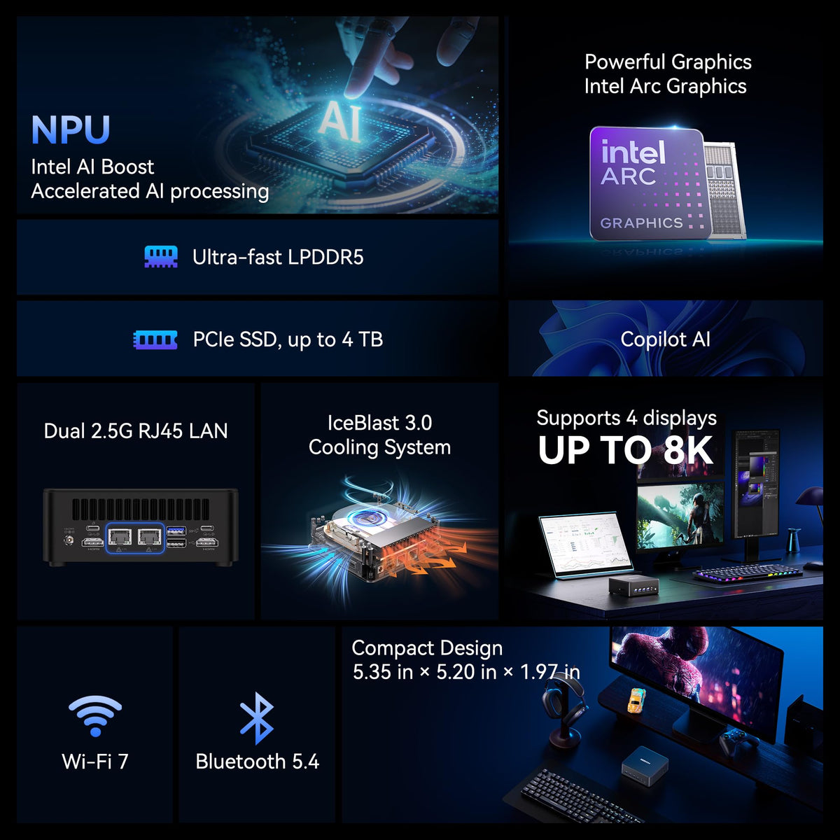 GEEKOM IT15 AI Mini PC, Intel Ultra 9 285H(99 Tops), 32GB DDR5, 1TB SSD | The Most Powerful Workstation,Arc 140T GPU,WiFi 7,8K Business Desktop for enterprise, meetings, retail, bulk orders welcome.