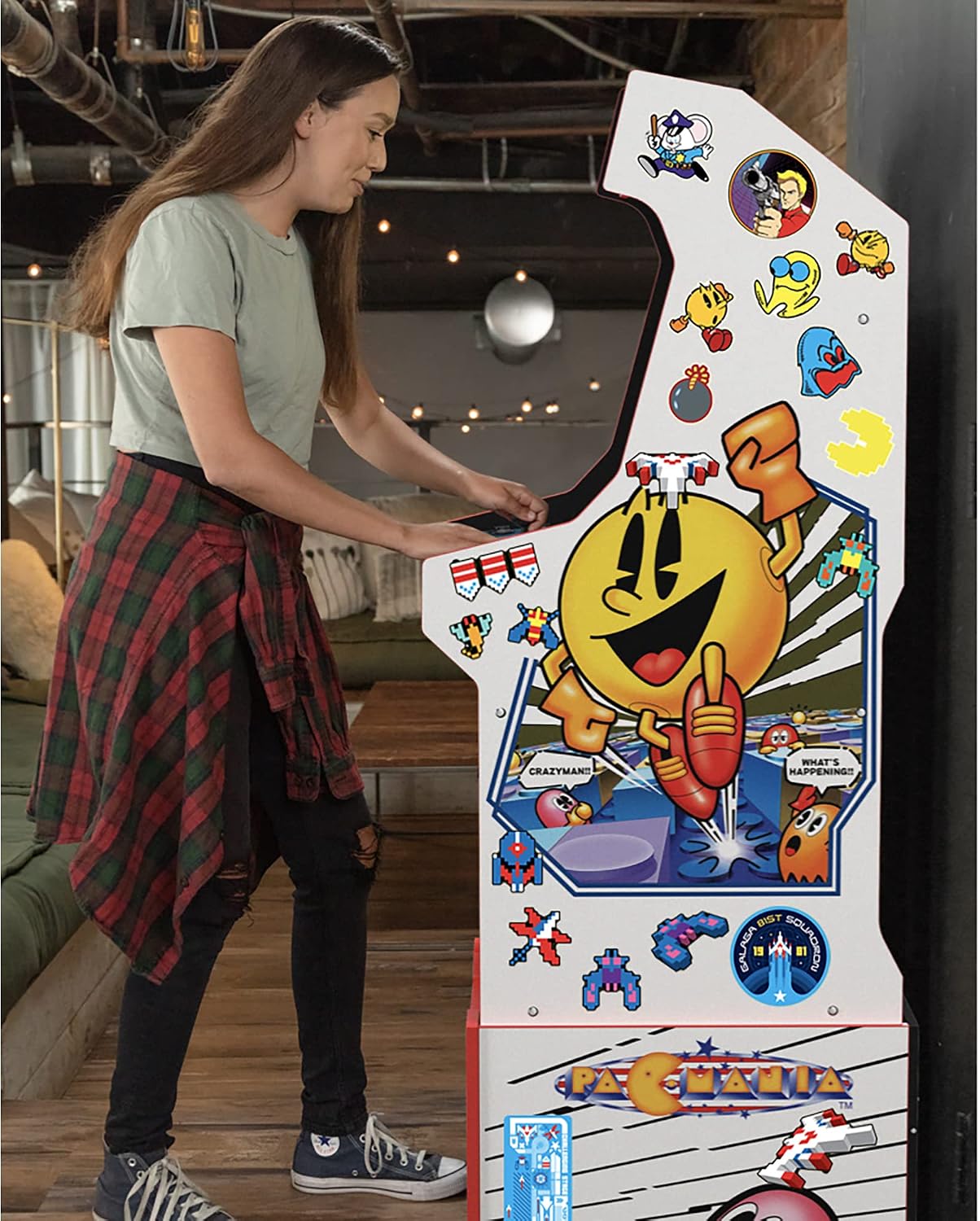 Arcade1Up PAC-Man Customizable Arcade Game Featuring PAC-Mania - Includes 14 Games & 100 Bonus Stickers