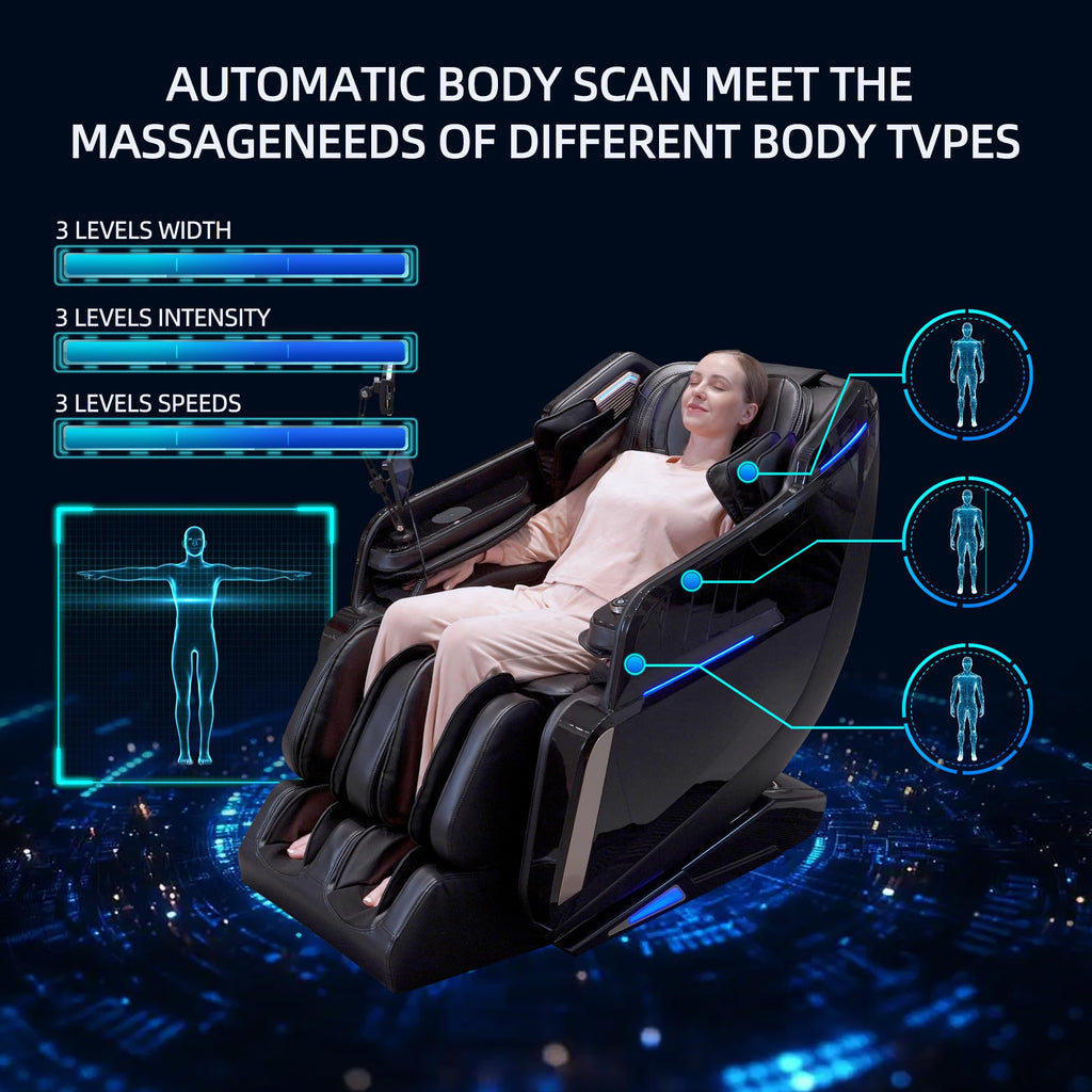 4D Massage Chairs Full Body Recliner with Heat Zero Gravity 57'' SL Track Shiatsu Massage Chair for Home Office with AI Voice, 7" Touch Screen, Wireless Charging,Neck & Shoulder Relief