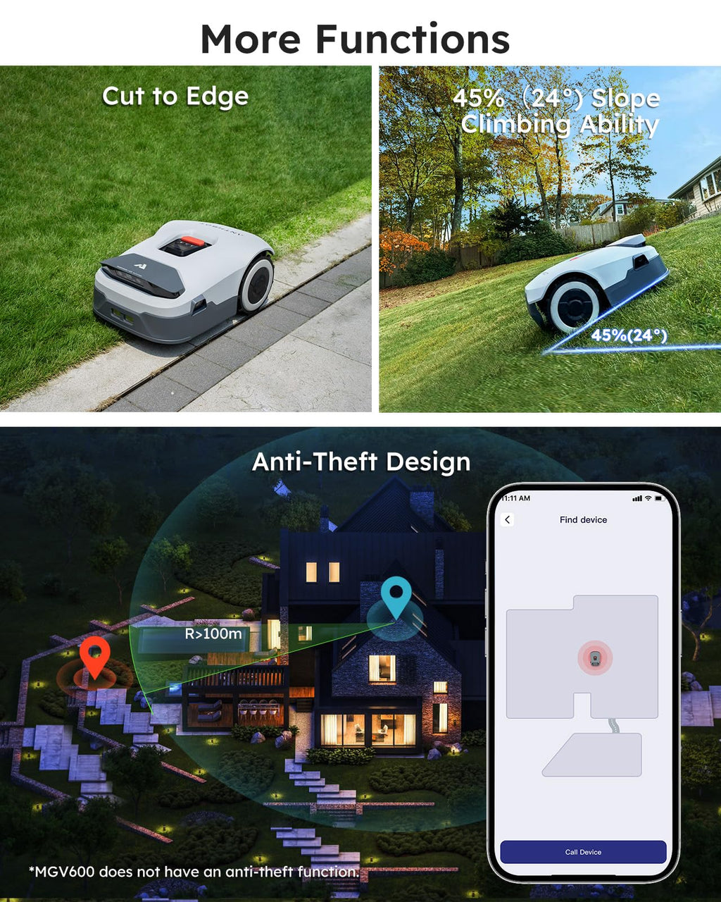 ANTHBOT Genie3000 Robot Lawn Mower - NO Wire, Full Band RTK+4-Eye Vision Robotic Lawnmower for 3/4 Acre, Auto Mapping, Multi-Zone Management, Accurate Obstacle Avoidance, Intelligent Path Planning