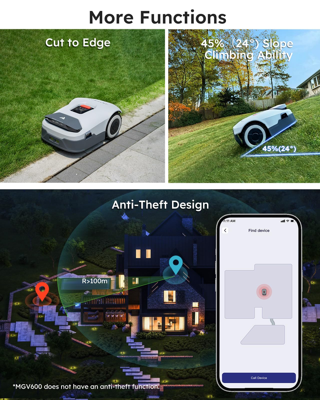 ANTHBOT Genie3000 Robot Lawn Mower - NO Wire, Full Band RTK+4-Eye Vision Robotic Lawnmower for 3/4 Acre, Auto Mapping, Multi-Zone Management, Accurate Obstacle Avoidance, Intelligent Path Planning