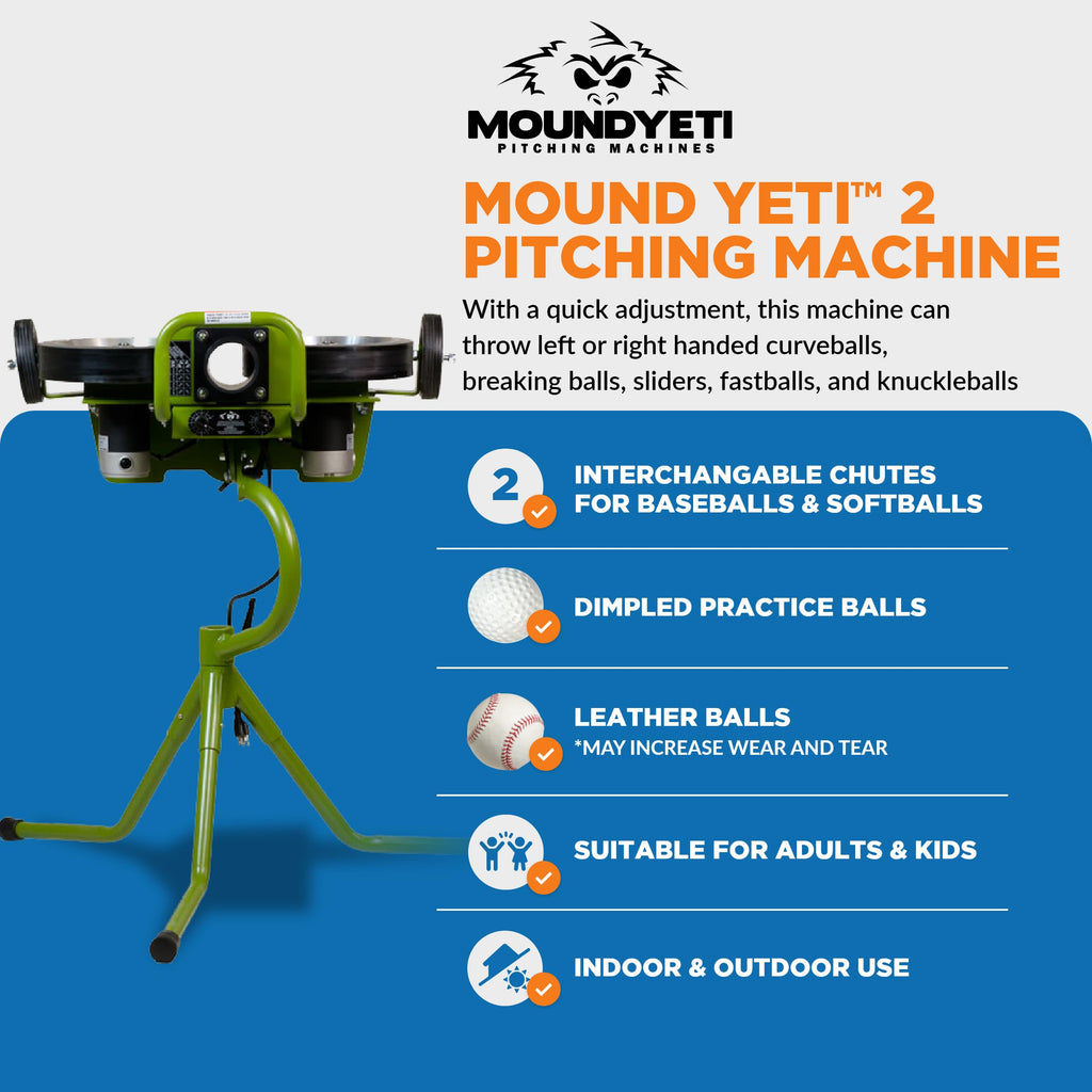 Mound Yeti Baseball Softball Pitching Machine, Youth and Adult Single Wheel Pitching Machine for Baseball and Softball, Training Equipment