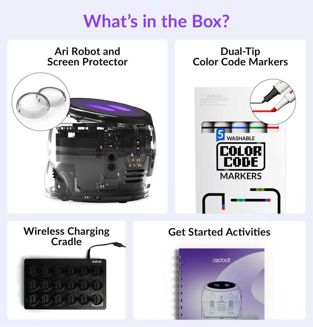 Ozobot Ari Entry Kit | Interactive Learning Robot with Touch Screen, ToF Sensor, Accelerometer, Gyroscope, and AI Integration | Hands-On STEM Education for Classrooms and Homeschool