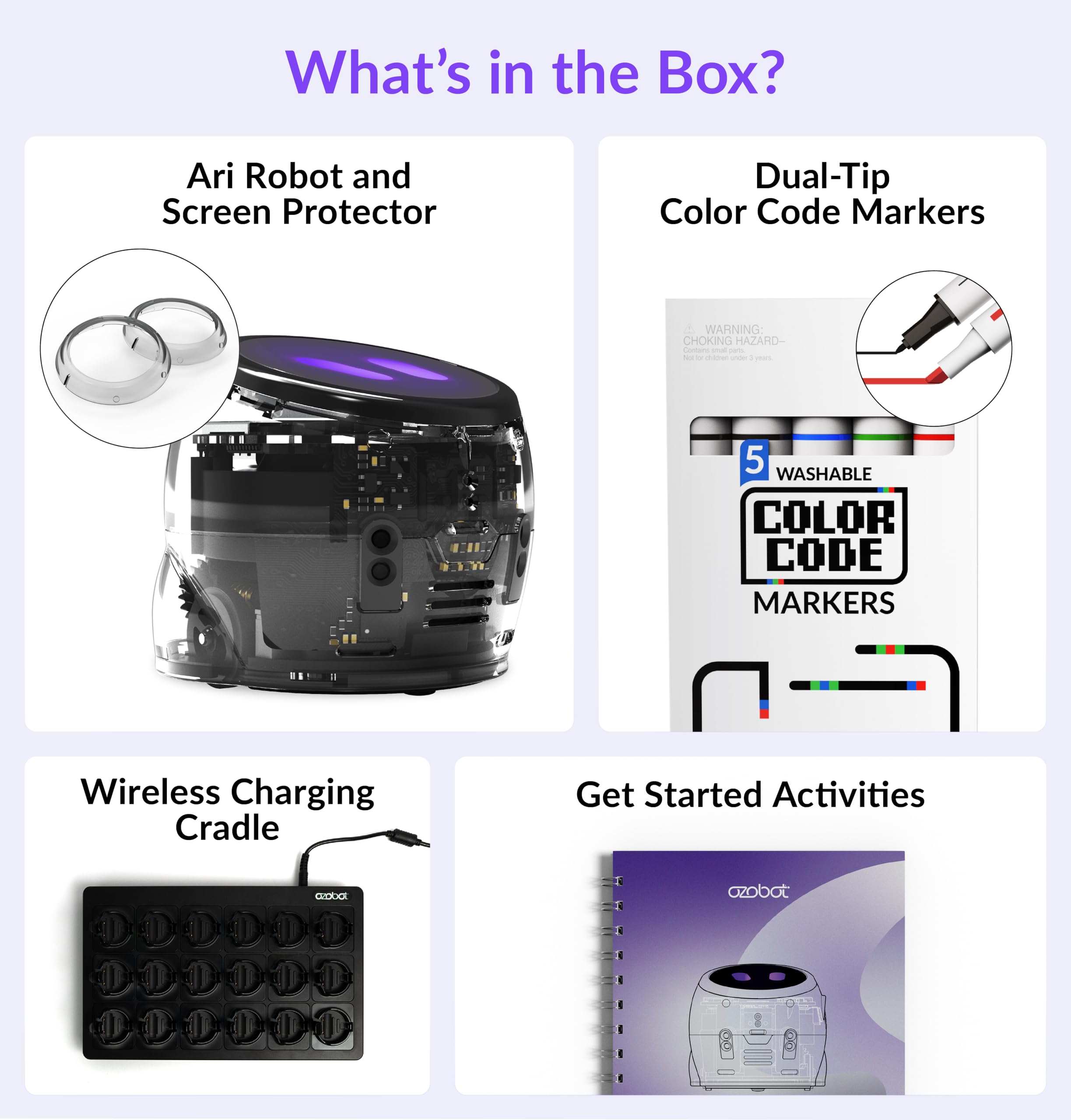 Ozobot Ari Entry Kit | Interactive Learning Robot with Touch Screen, ToF Sensor, Accelerometer, Gyroscope, and AI Integration | Hands-On STEM Education for Classrooms and Homeschool