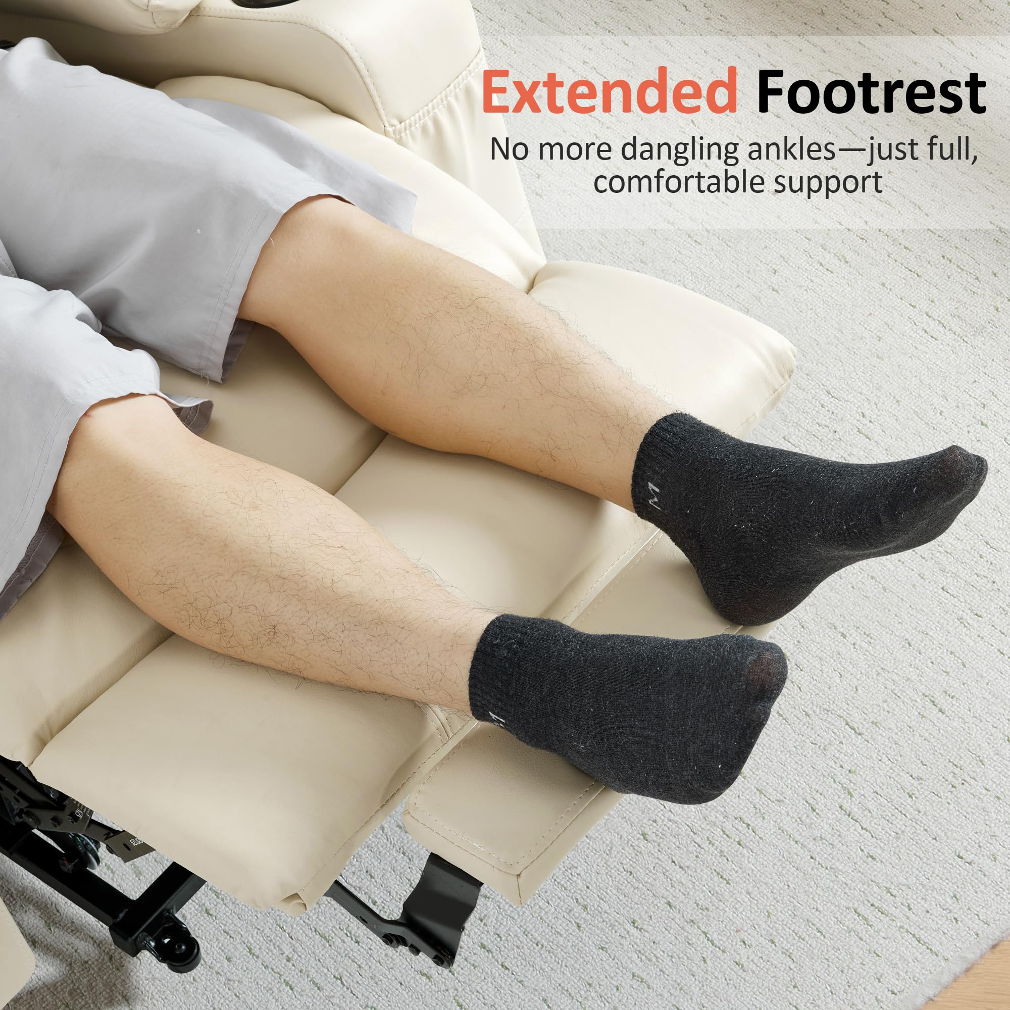 MCombo Electric Power Lift Recliner Chair Sofa with Massage and Heat for Elderly, 3 Positions, 2 Side Pockets, and Cup Holders, USB Ports, Faux Leather 7040 (Grey, Medium)