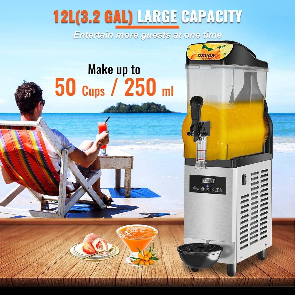 VEVOR Slushie Machine, 6L/1.6Gal Commercial Slushy Maker, Frozen Drink Maker with Self-Cleaning, Margarita Machine for Restaurants Bars Party for Slushie, Margaritas, Milkshake & More
