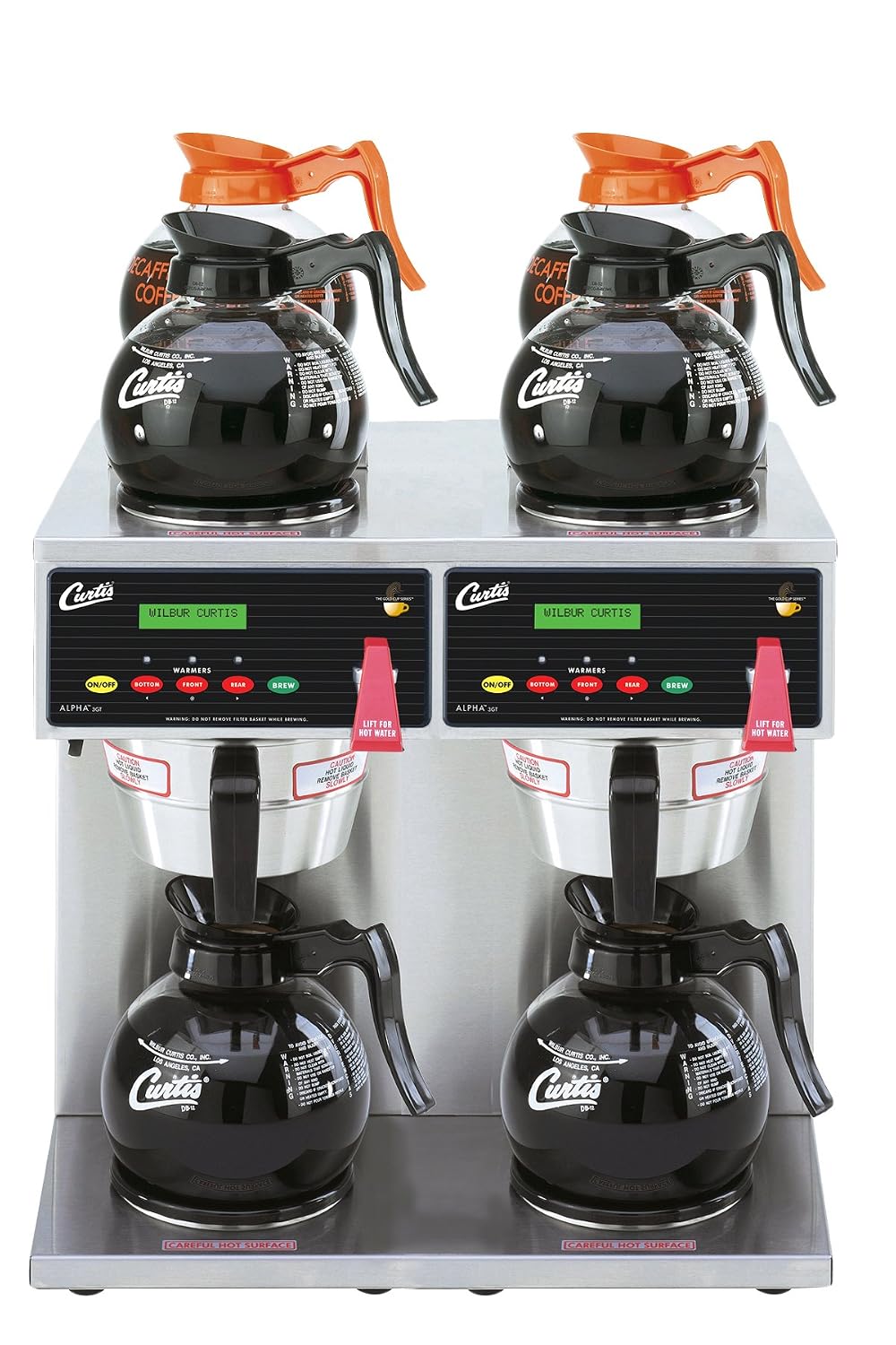 Wilbur Curtis G3 Alpha Decanter Brewer 64 Oz Coffee Brewer, Dual Voltage, 6 Station Twin 4 Upper, 2 Lower Warmers - Commercial Coffee Brewer - ALP6GTN63A000 (Each)