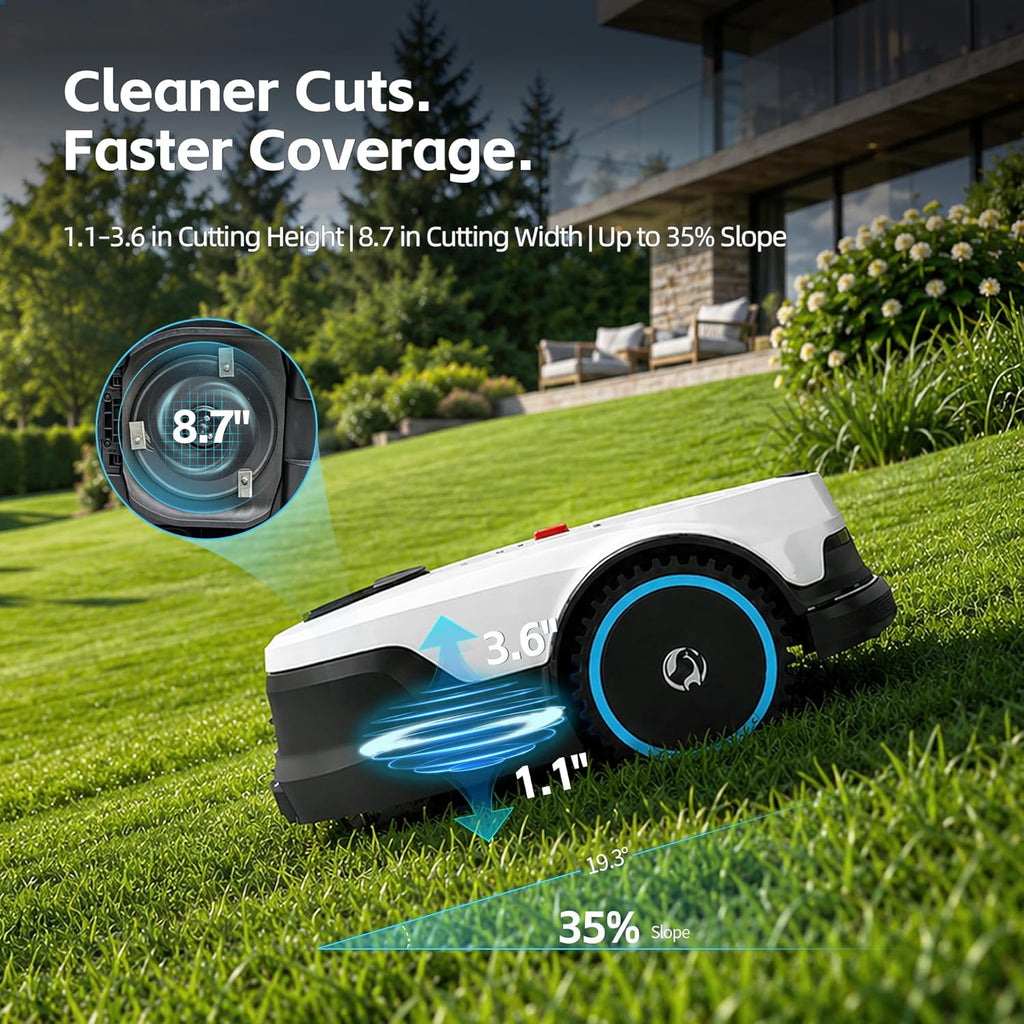 Proudeer DW1500 Wireless Robotic Lawn Mower, GPS RTK & AI Vision Navigation,up to 0.35 Acre Robot Mower with 3D Obstacle Avoidance, Auto Height, IPX6 Waterproof for Smart Home Yard Care