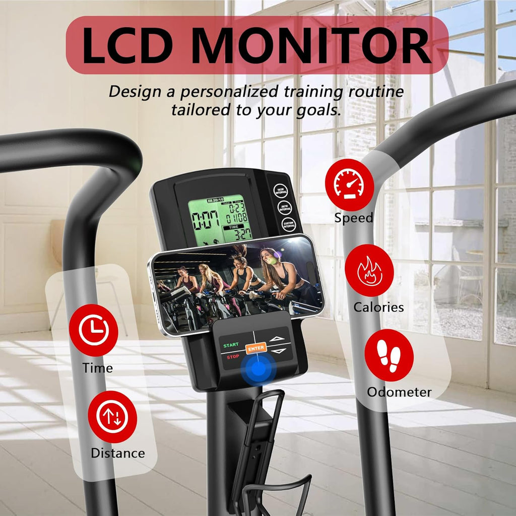 Wenoker Stationary Bike, Air Bike with Smart APP, ISCC PLUS Certified, Dual Action Handlebars Exercise Bike 350LBS Capacity for Home Gym HIIT Full Body Workout