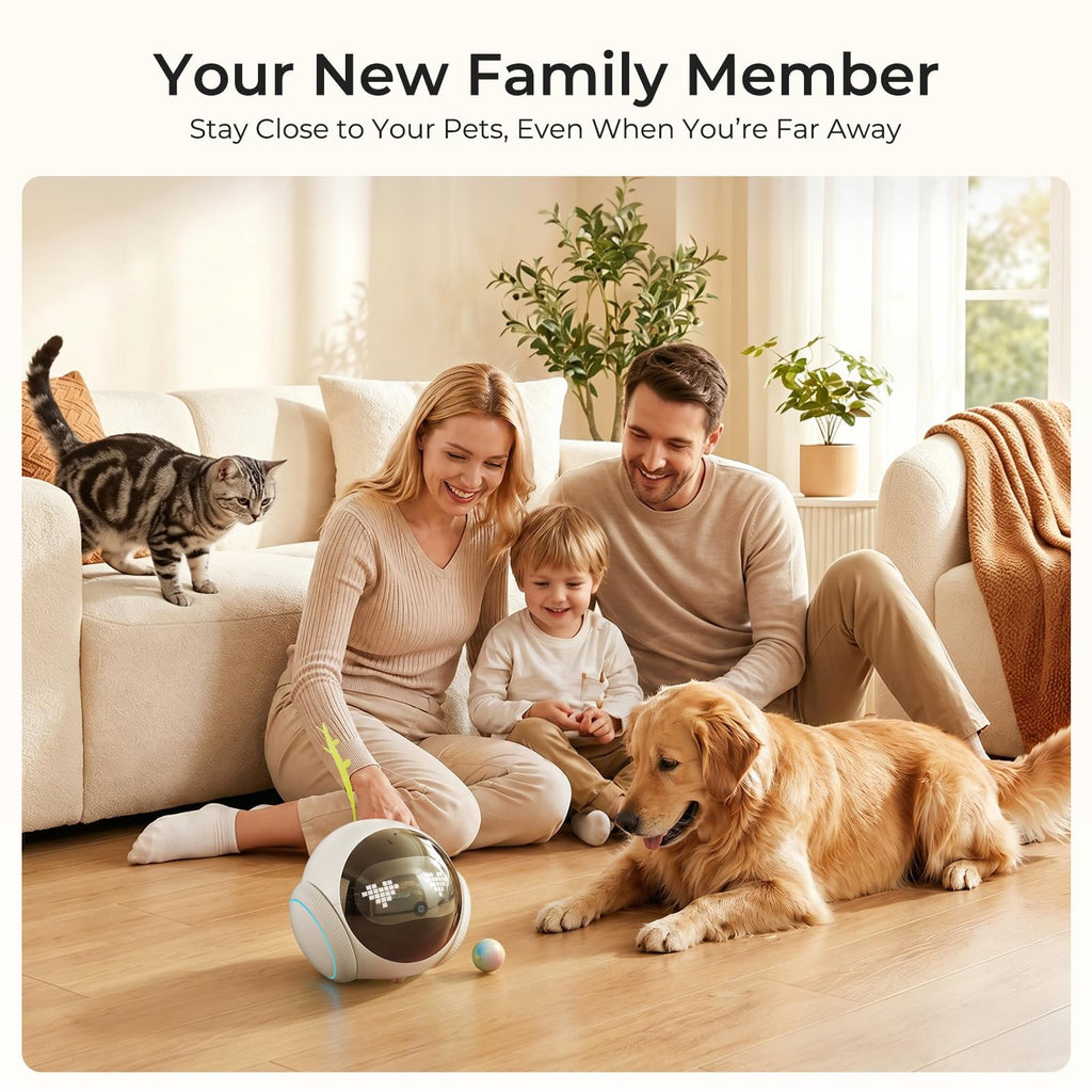 Vivideye Pet Camera 1080P, Movable Robot Security Camera for Dog Cat, Rolling Robot Indoor Camera with Talk,Battery-Operated, Auto-Recharge, Night Vision,SD/Cloud Storage, Pet/Human/Voice Detection