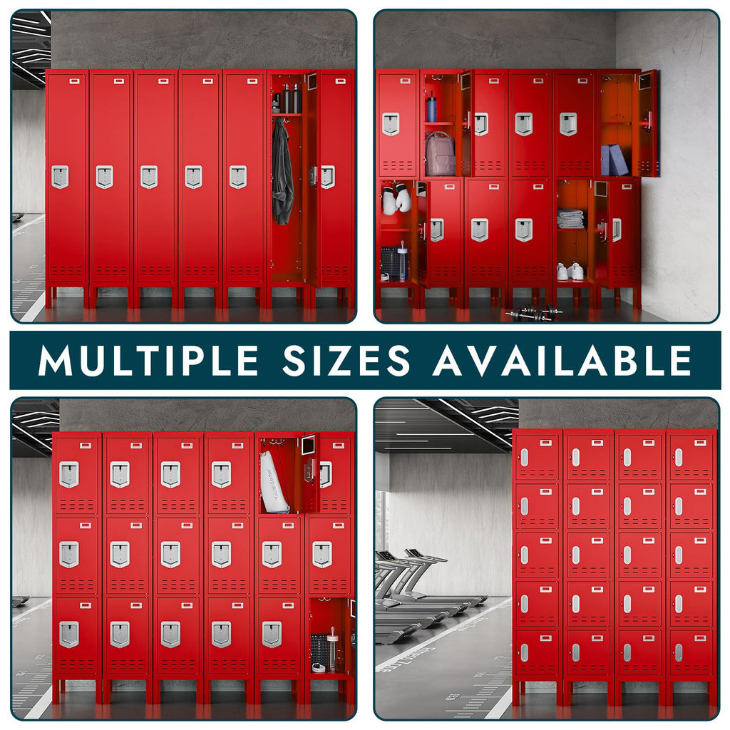 BUTISOW Metal Lockers - 66" Height Steel Lockers for Employees with 5 Door Storage Locker with Card Slot for Employees Gym School Home Office Garage - Assembly Required