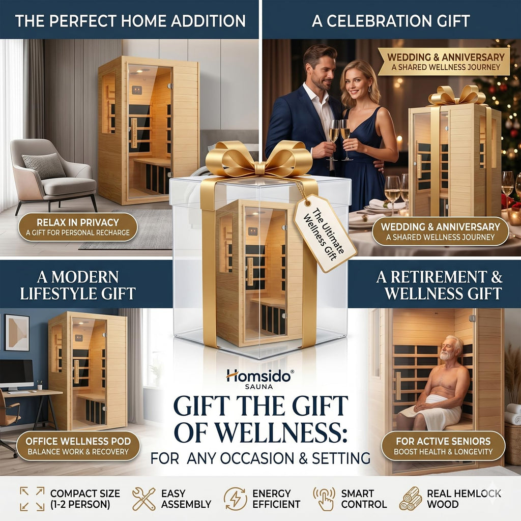 1350W Far Infrared Home Sauna, Energy-Efficient Fast-Heating Indoor Sauna Room with Bluetooth & 7-Color Therapy, Canadian Hemlock Wood, Modular Design - Ideal for Home Gym, Family Relaxation