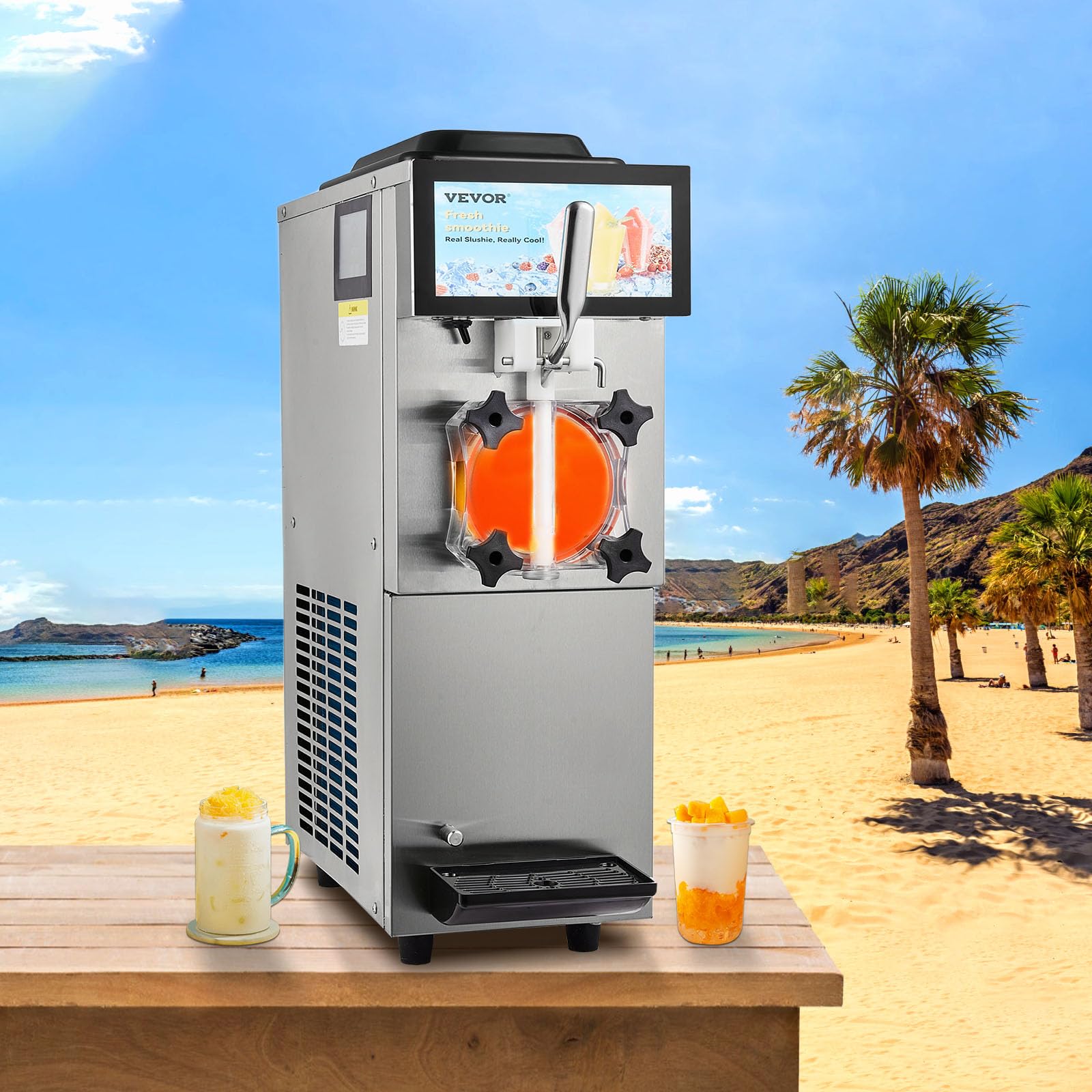 VEVOR Commercial Slushy Machine, 2 x 12L / 3.17 Gal Double Tanks, Cool and Freeze Modes, Stainless Steel Margarita Smoothie Frozen Drink Maker, Slushie Machine for Party Cafes Restaurants Bars Home