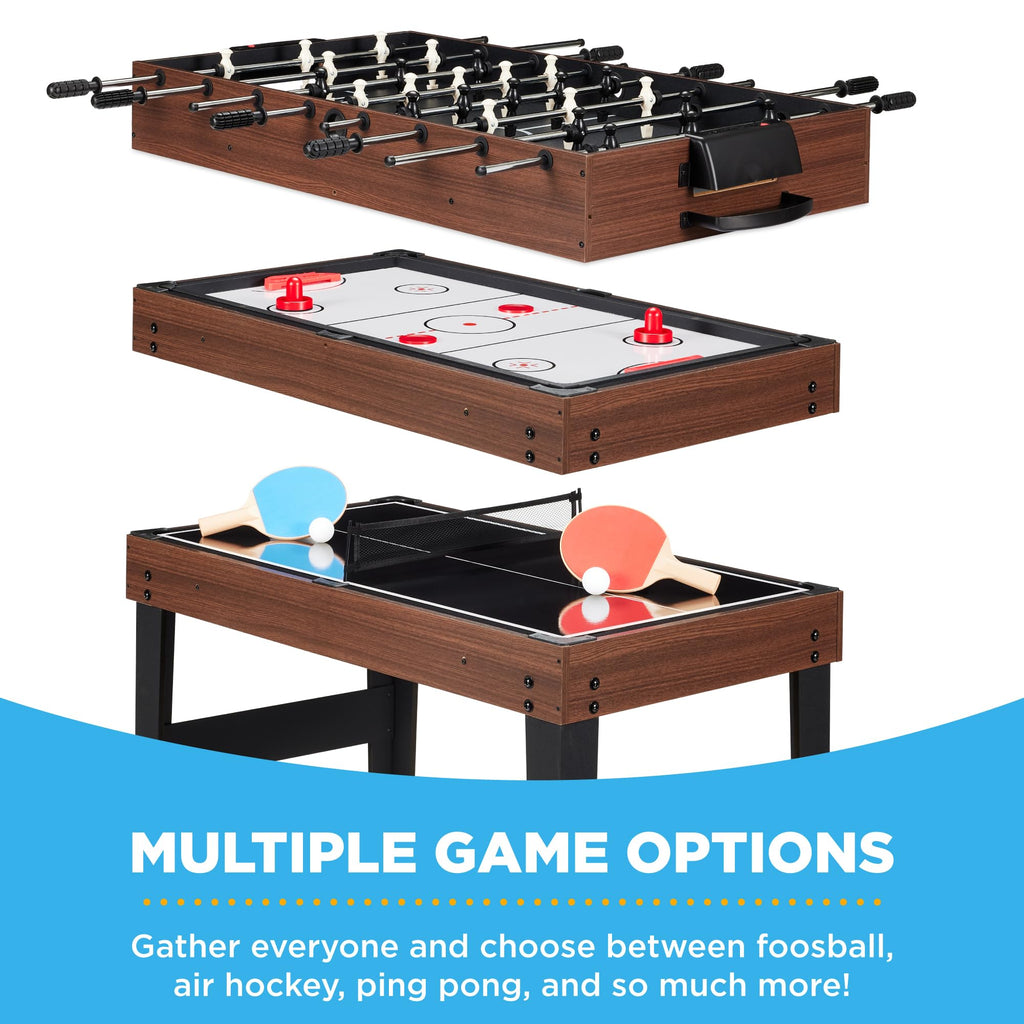 Best Choice Products 2x4ft Combo Game Table Set for Home, Game Room, Friends & Family w/Hockey, Foosball, Pool, Shuffleboard, Ping Pong, Chess, Checkers, Bowling, and Backgammon