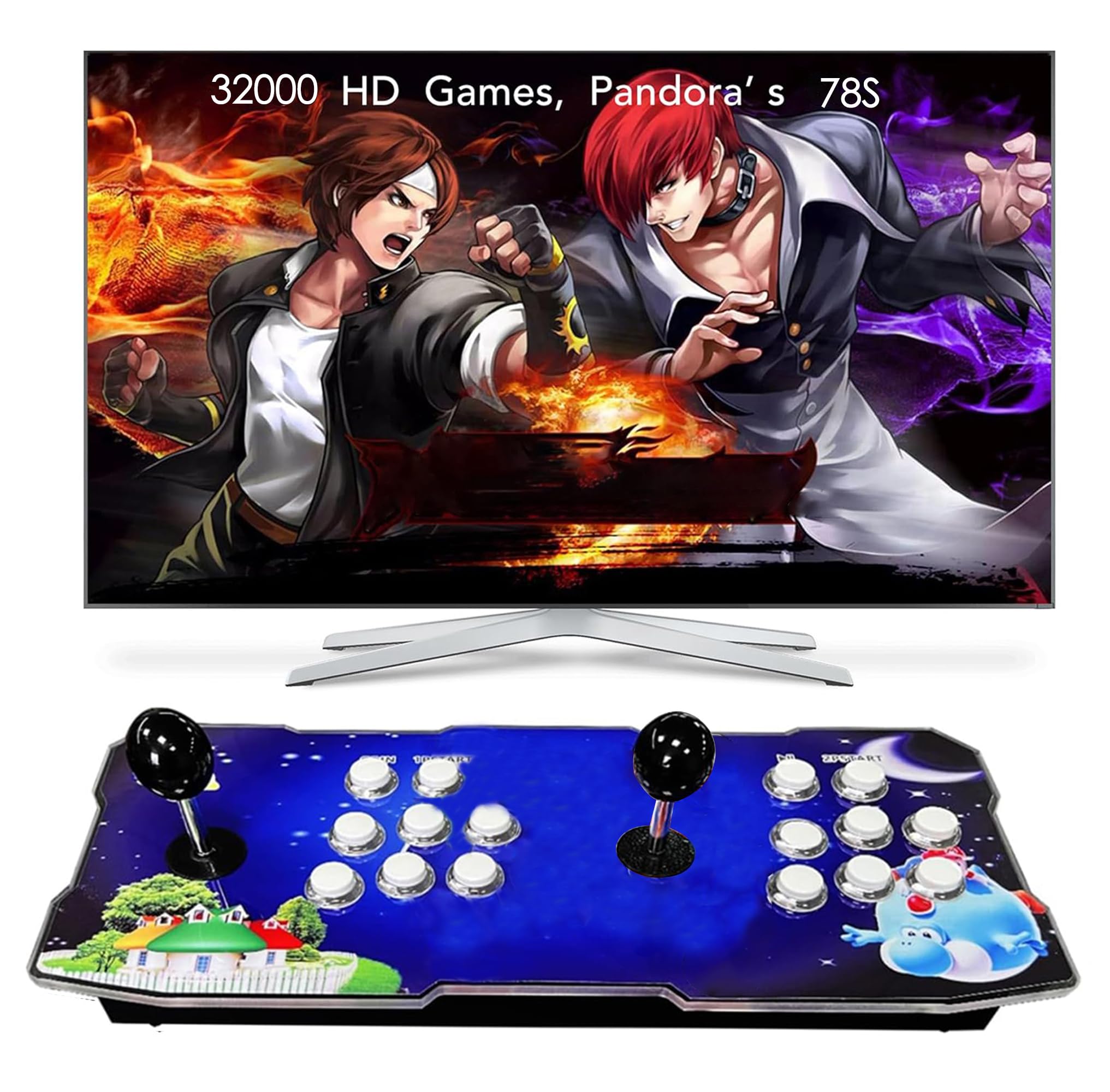 FVBADE [30000 Game in 1] 70S Pandora Box mini Arcade Console for Children Compatible PC & Projector & TV ,3D Games 1-4 Players Double Joystick Favorite List Game Category Save/Search/Hide/Pause Games