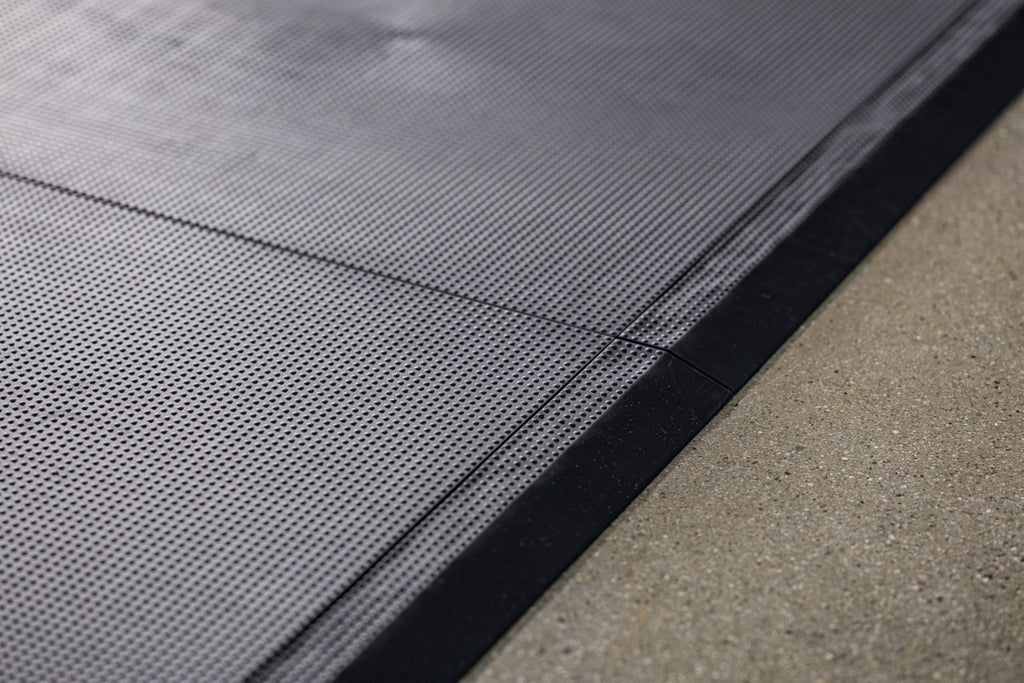 Baselayer Performance Series Interlocking Floor Tiles - Durable ½ in TPE (Rubber Like, NOT Foam, no Odor) - Gym Flooring for Weights & Heavy Equipment - Black, 15 SqFt (6 Pack) - Made in USA