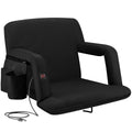 Alpcour Heating Massage Stadium Seat – Deluxe Reclining Bleacher Chair with Back & Arm Support – Built-in Heater and Massager - Extra Thick, Lightweight and Waterproof with Detachable Pockets