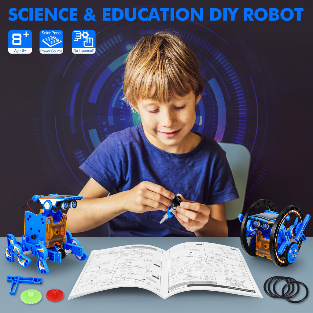 Bottleboom STEM 13-in-1 Education Solar Power Robots Toys for Boys Age 8-12, Educational Toy Science Kits for Kids Experiment Robotics Set Birthday Gifts for 8 9 10 11 12 Years Old
