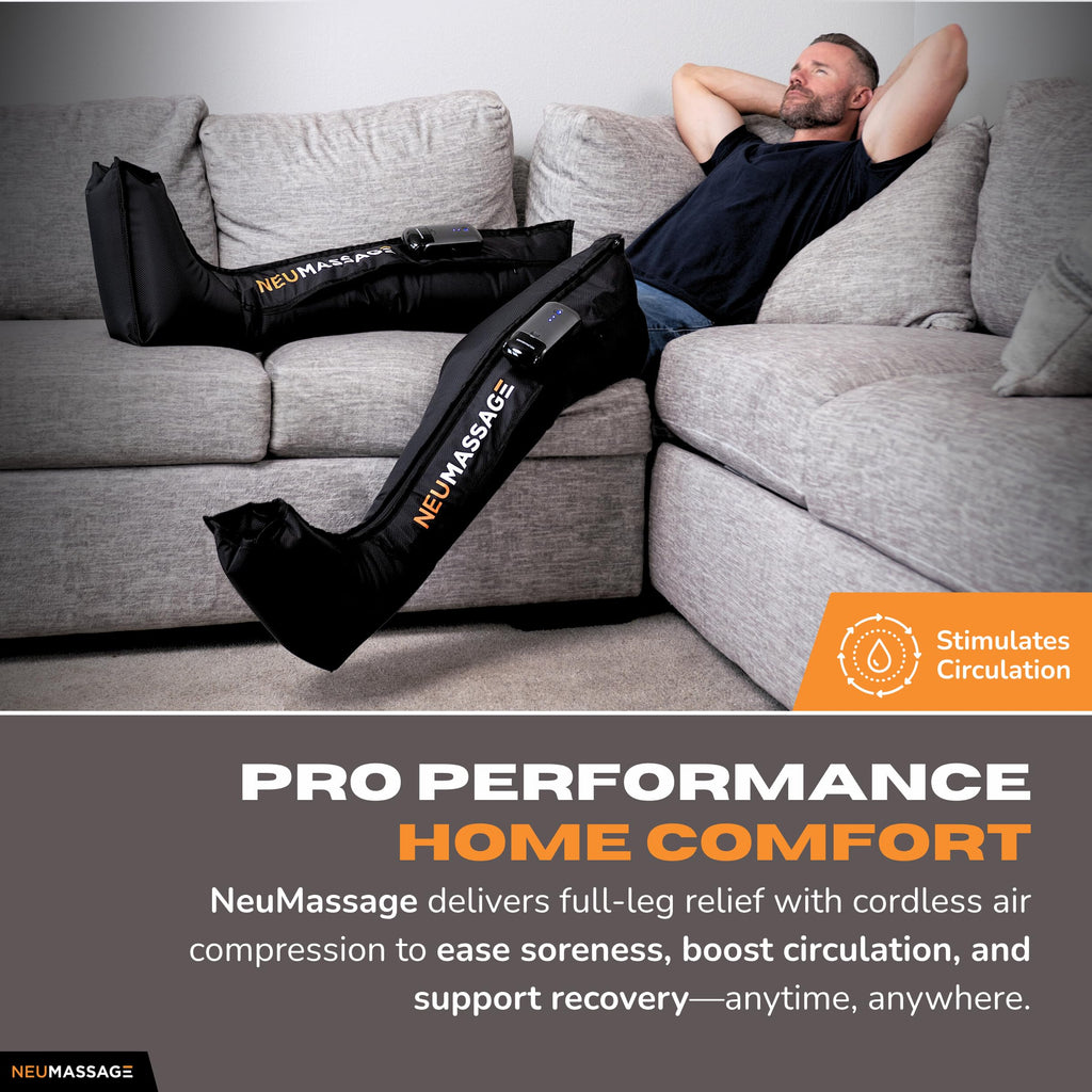 Professional Leg Compression Massager Recovery System | Cordless Rechargeable Air Recovery Boots with Sequential Compression | Fast Recovery & Improved Circulation [Large, Black]