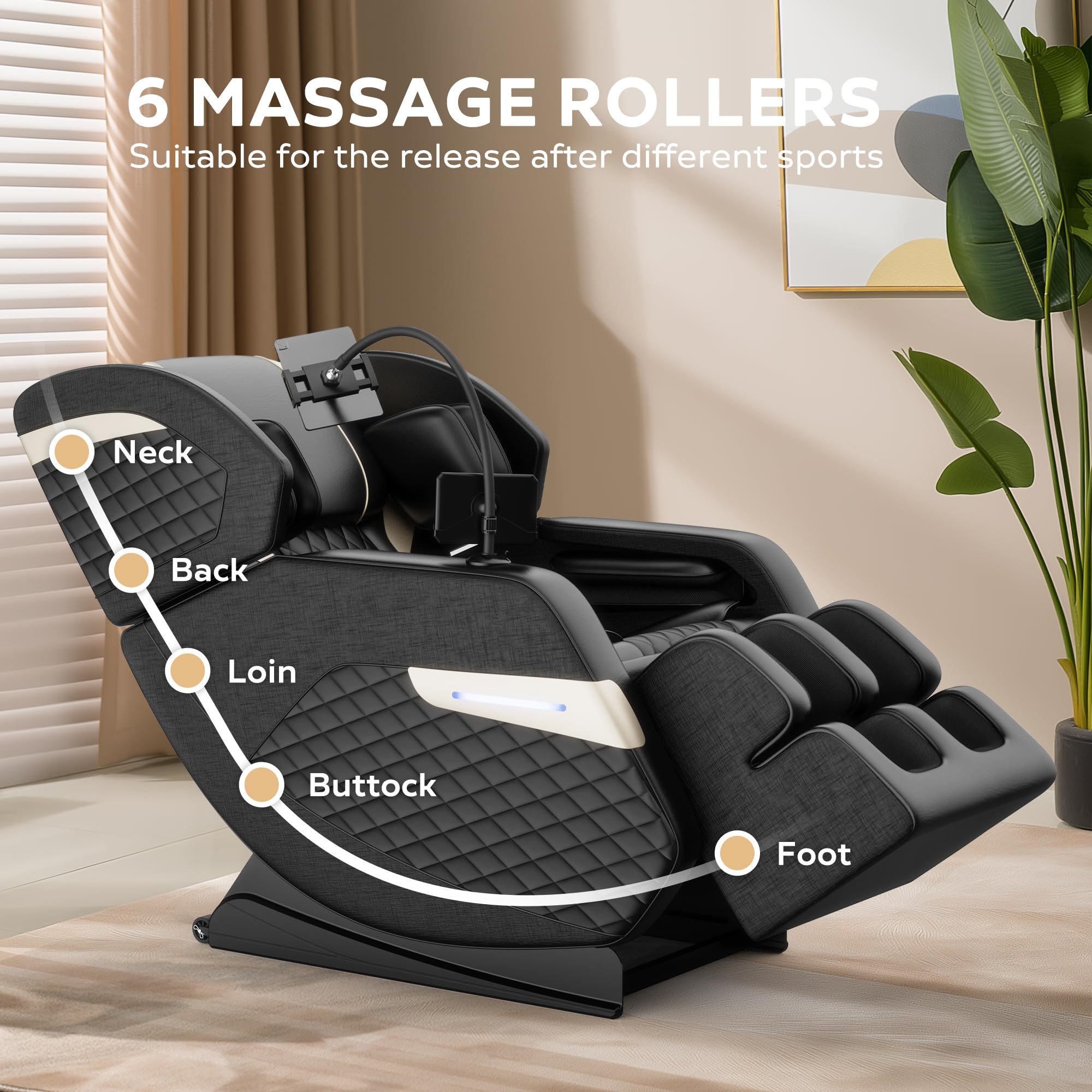 Massage Chair Full Body, Zero Gravity Recliner Massage Chair with Back Heat, 8 Fixed Rollers, Foot Massage, Airbags, Touch Screen for Home and Office
