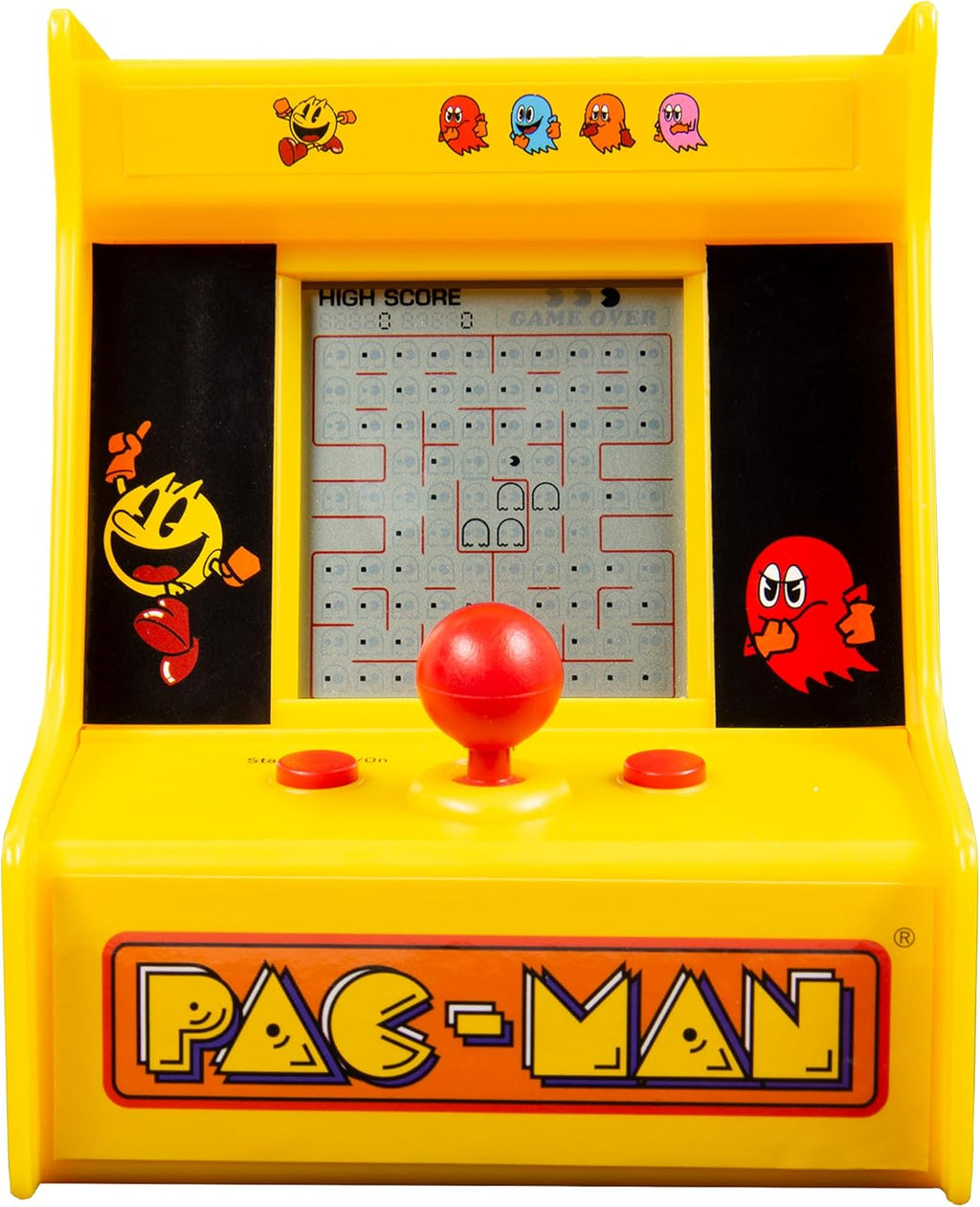 Pac-Man Desktop Arcade – Retro Mini Arcade Game with Classic 8-Bit Gameplay, LCD Screen, Joystick Controls, Battery-Powered, Officially Licensed Pac-Man Merchandise by Fizz Creations.