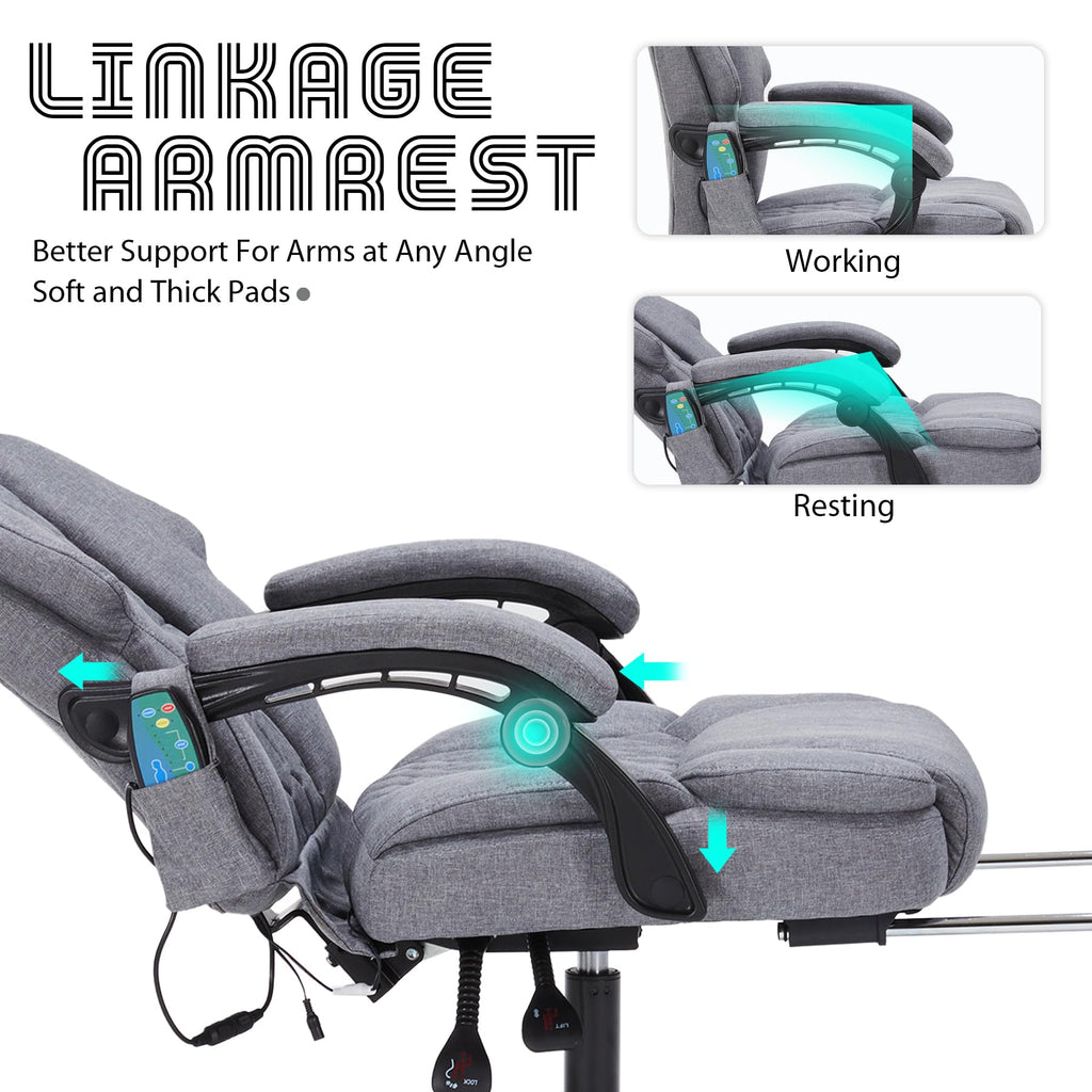Massage Office Chair with Foot Rest 6 Points Vibration and Heat Home Office Desk Chairs for Heavy People 400lbs Reclining Managerial Chairs Ergonomic Executive Chair (Black)