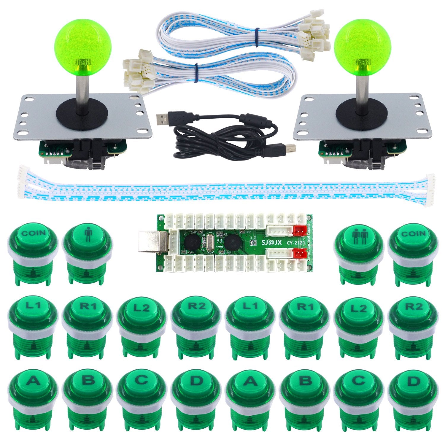 2 Player LED Arcade Game DIY Kit Mechanical Keyboard Switch PC MAME Raspberry Pi LED Button Fighting Joystick Controller Zero delay USB Encoder Retropie